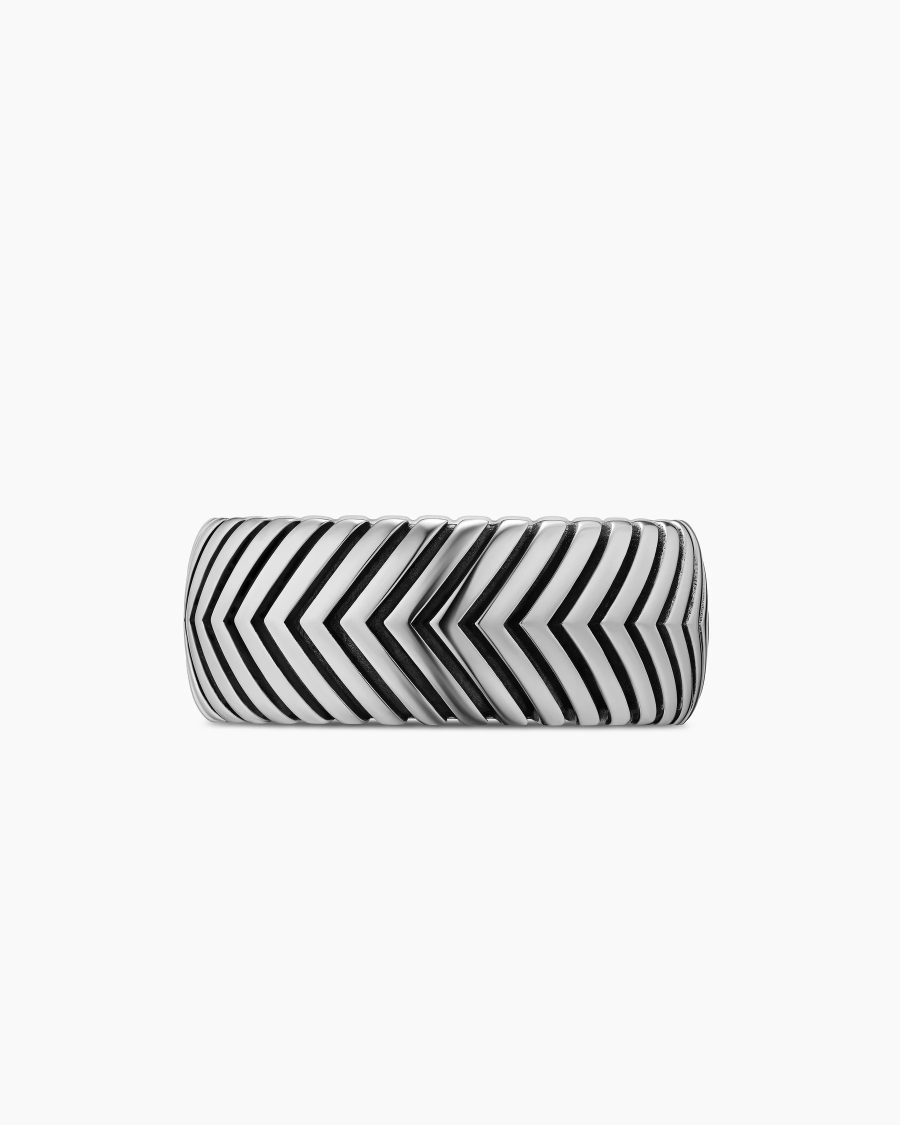 Chevron Band Ring in Black Titanium with Diamonds, 10mm 10 Chevron Band Ring in Black Titanium with Diamonds, 10mm