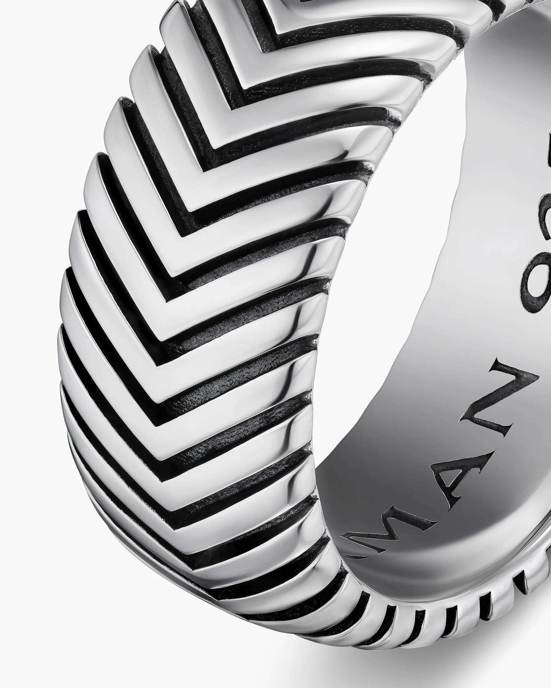 Chevron Band Ring in Black Titanium with Diamonds, 10mm 12 Chevron Band Ring in Black Titanium with Diamonds, 10mm