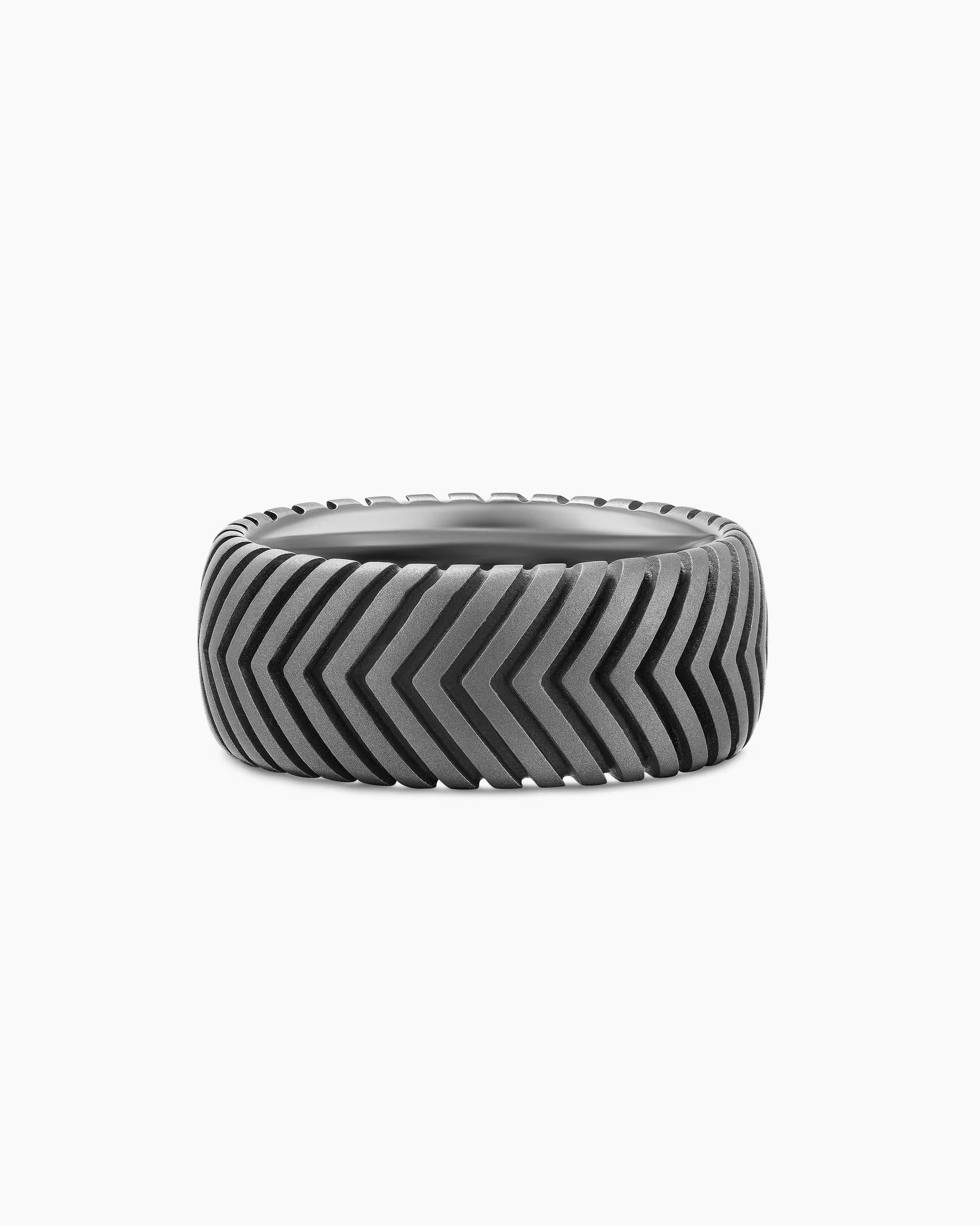 Chevron Band Ring in Black Titanium with Diamonds, 10mm 13 Chevron Band Ring in Black Titanium with Diamonds, 10mm