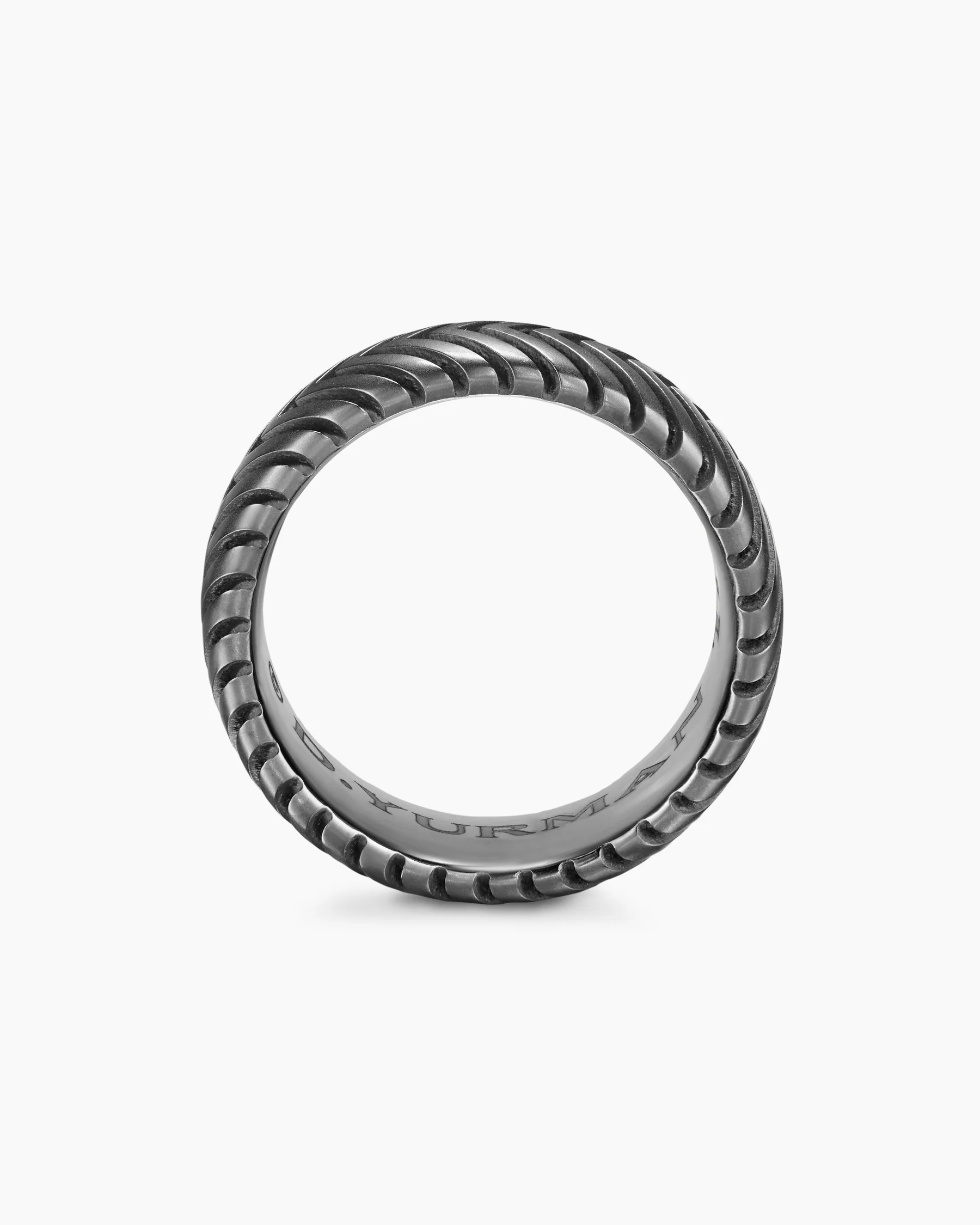 Chevron Band Ring in Black Titanium with Diamonds, 10mm 17 Chevron Band Ring in Black Titanium with Diamonds, 10mm