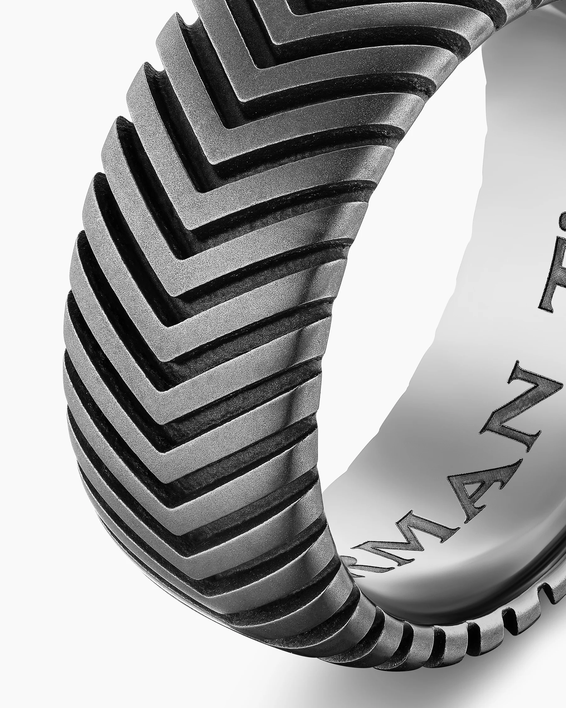 Chevron Band Ring in Black Titanium with Diamonds, 10mm 18 Chevron Band Ring in Black Titanium with Diamonds, 10mm