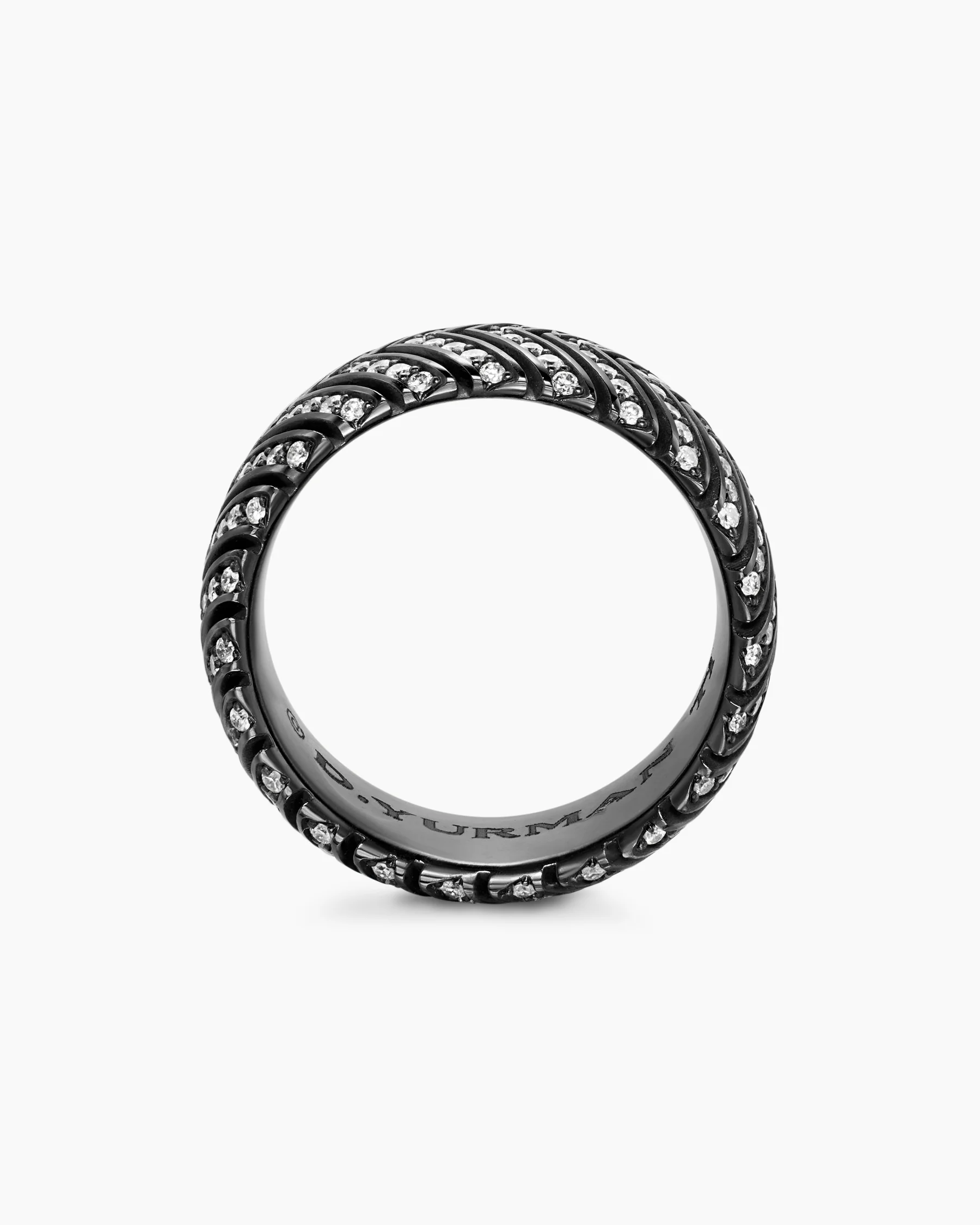Chevron Band Ring in Black Titanium with Diamonds, 10mm 23 Chevron Band Ring in Black Titanium with Diamonds, 10mm