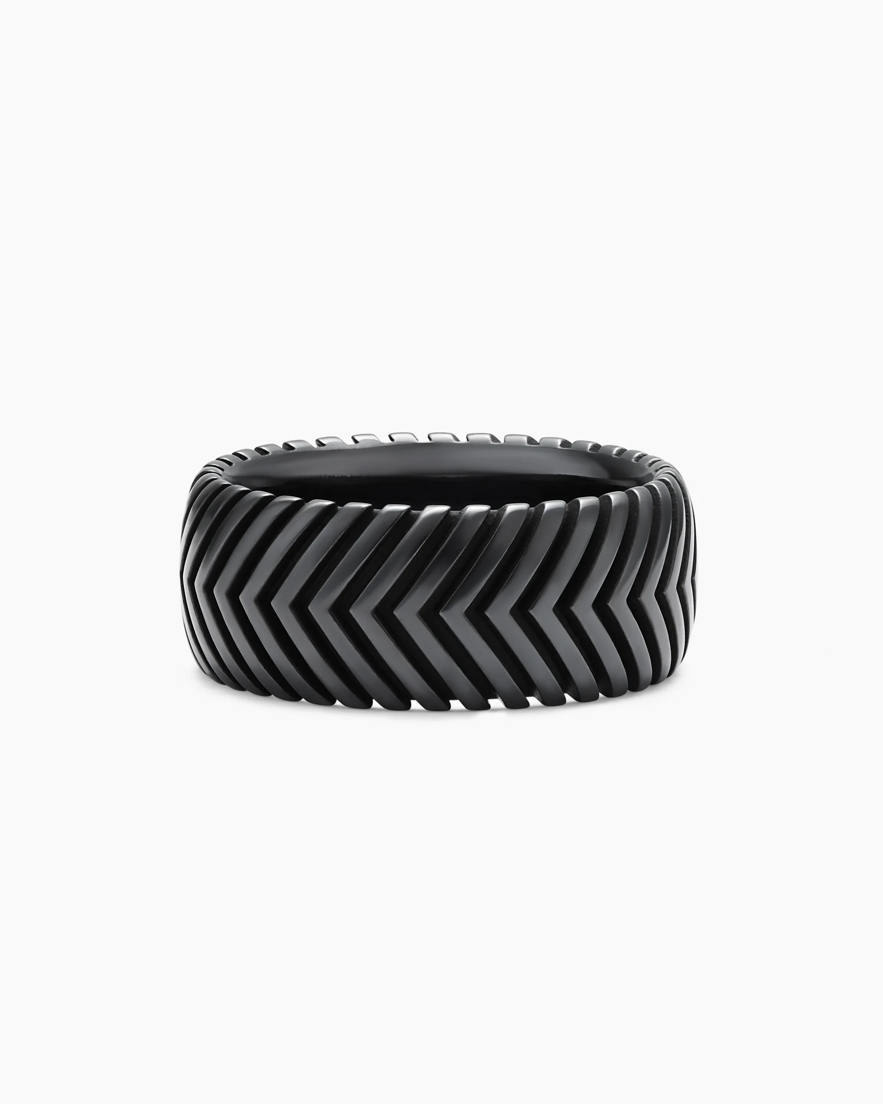Chevron Band Ring in Black Titanium with Diamonds, 10mm 25 Chevron Band Ring in Black Titanium with Diamonds, 10mm