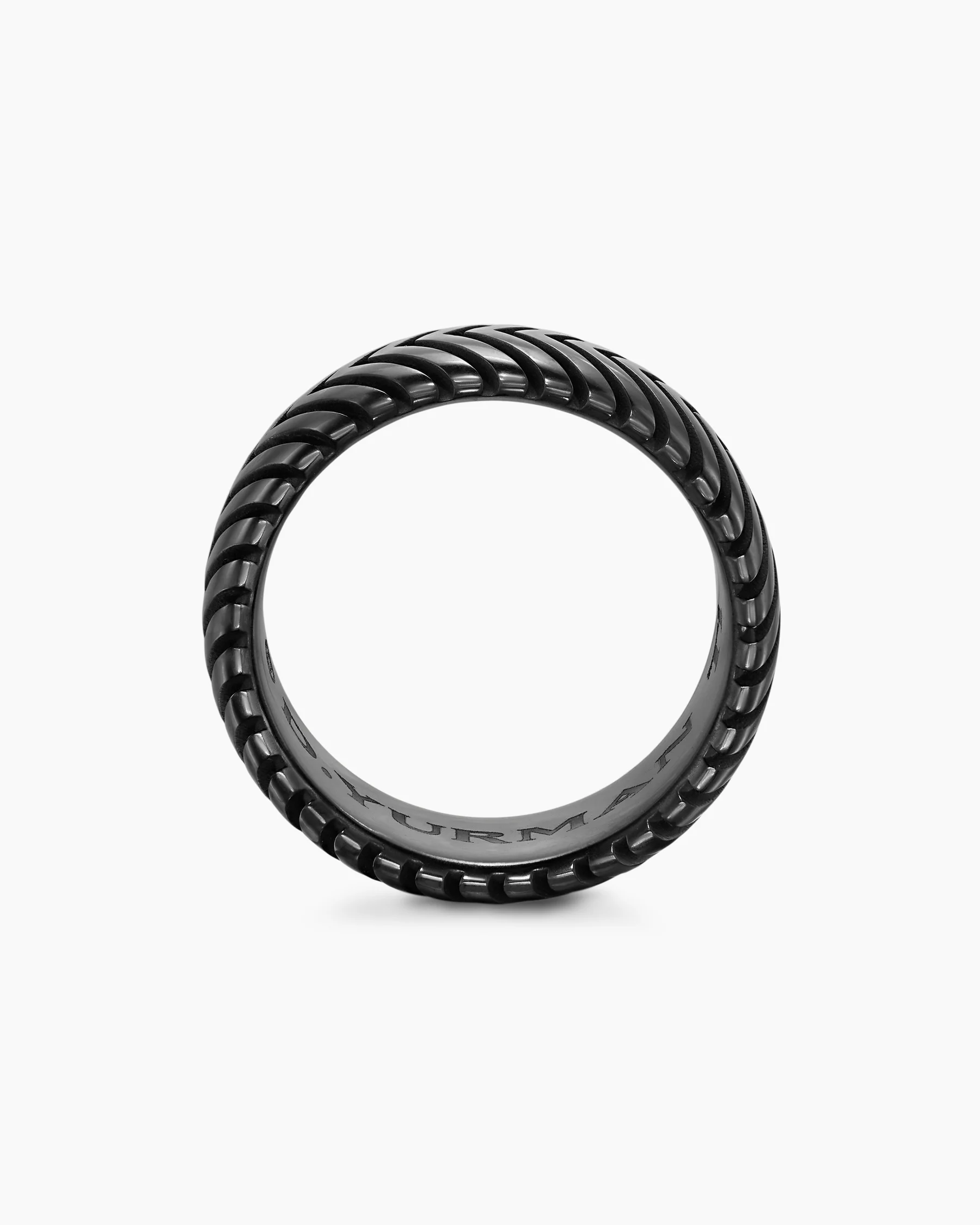 Chevron Band Ring in Black Titanium with Diamonds, 10mm 29 Chevron Band Ring in Black Titanium with Diamonds, 10mm
