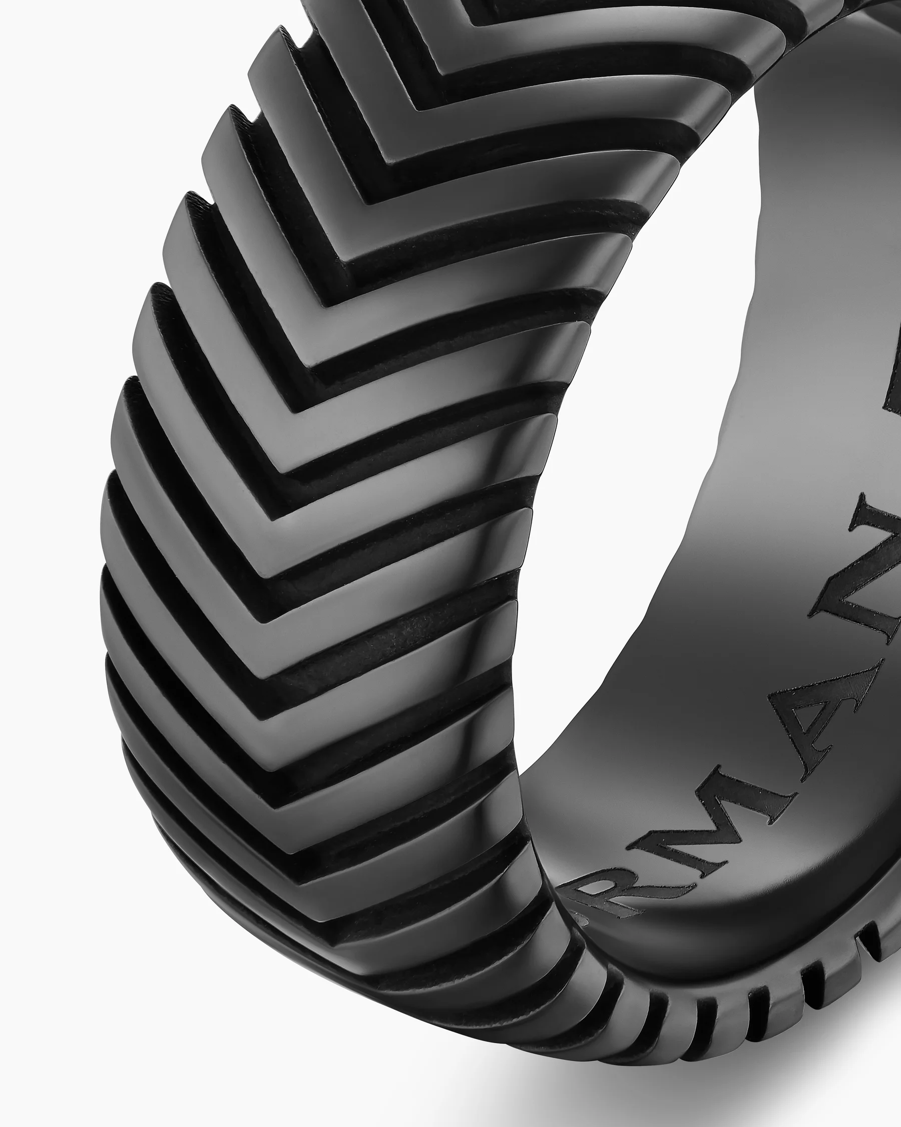 Chevron Band Ring in Black Titanium with Diamonds, 10mm 30 Chevron Band Ring in Black Titanium with Diamonds, 10mm