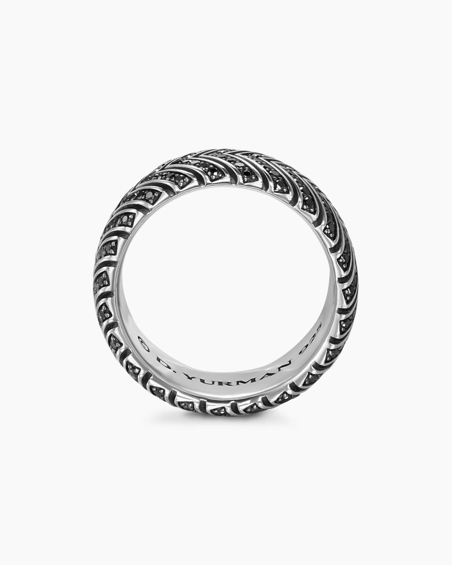 Chevron Band Ring in Black Titanium with Diamonds, 10mm 5 Chevron Band Ring in Black Titanium with Diamonds, 10mm