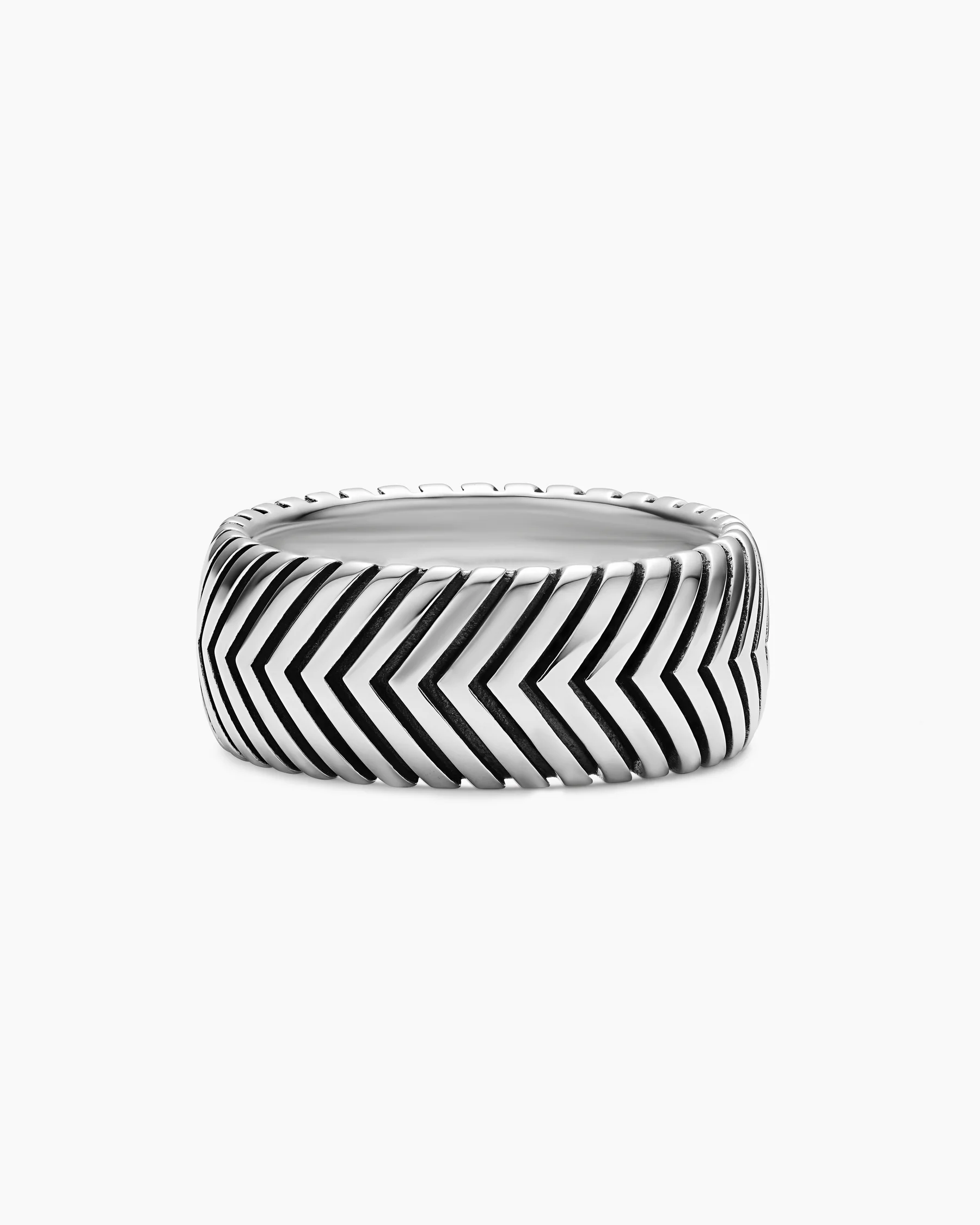 Chevron Band Ring in Black Titanium with Diamonds, 10mm 7 Chevron Band Ring in Black Titanium with Diamonds, 10mm