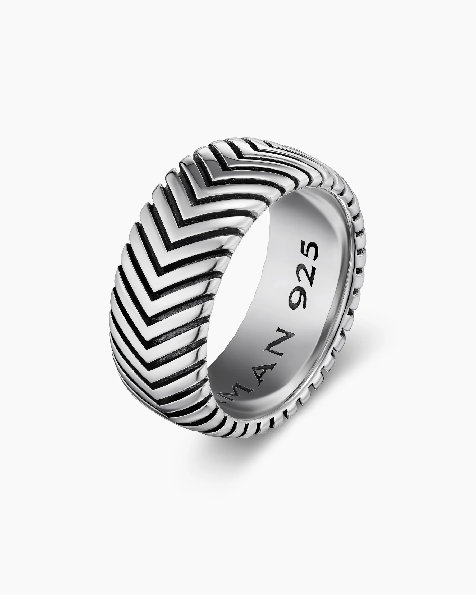 Chevron Band Ring in Black Titanium with Diamonds, 10mm 9 Chevron Band Ring in Black Titanium with Diamonds, 10mm