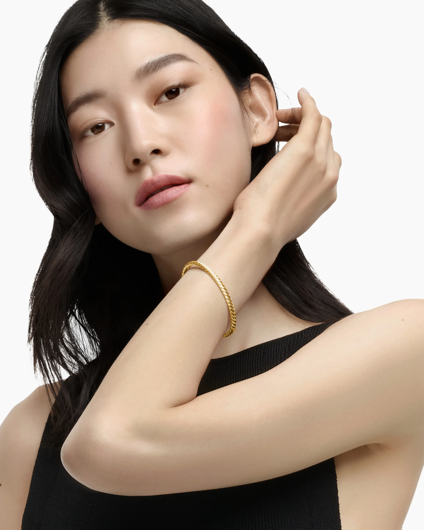 Sculpted Cable Bangle Bracelet in 18K Rose Gold, 4.6mm 10 Sculpted Cable Bangle Bracelet in 18K Rose Gold, 4.6mm