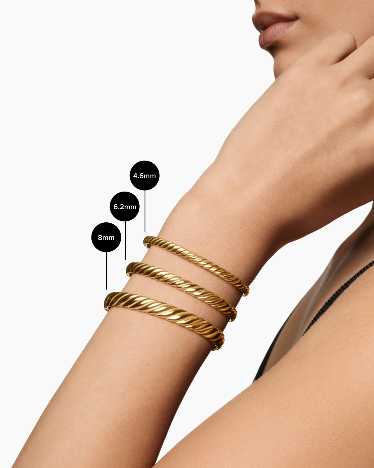 Sculpted Cable Bangle Bracelet in 18K Rose Gold, 4.6mm 16 Sculpted Cable Bangle Bracelet in 18K Rose Gold, 4.6mm