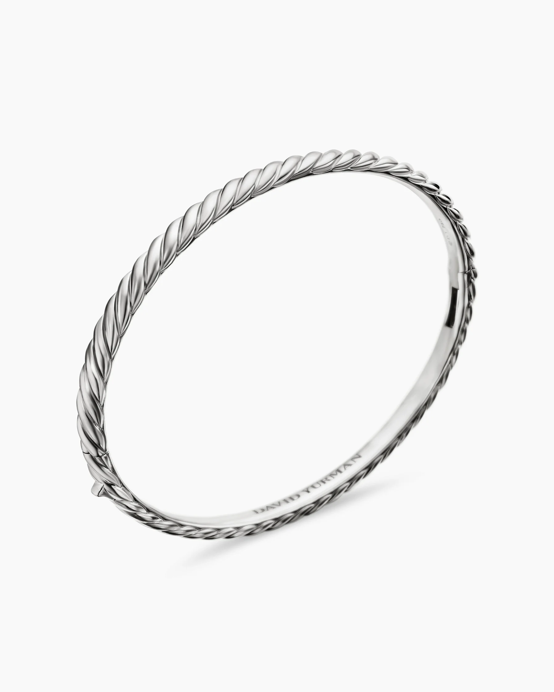 Sculpted Cable Bangle Bracelet in 18K Rose Gold, 4.6mm 19 Sculpted Cable Bangle Bracelet in 18K Rose Gold, 4.6mm
