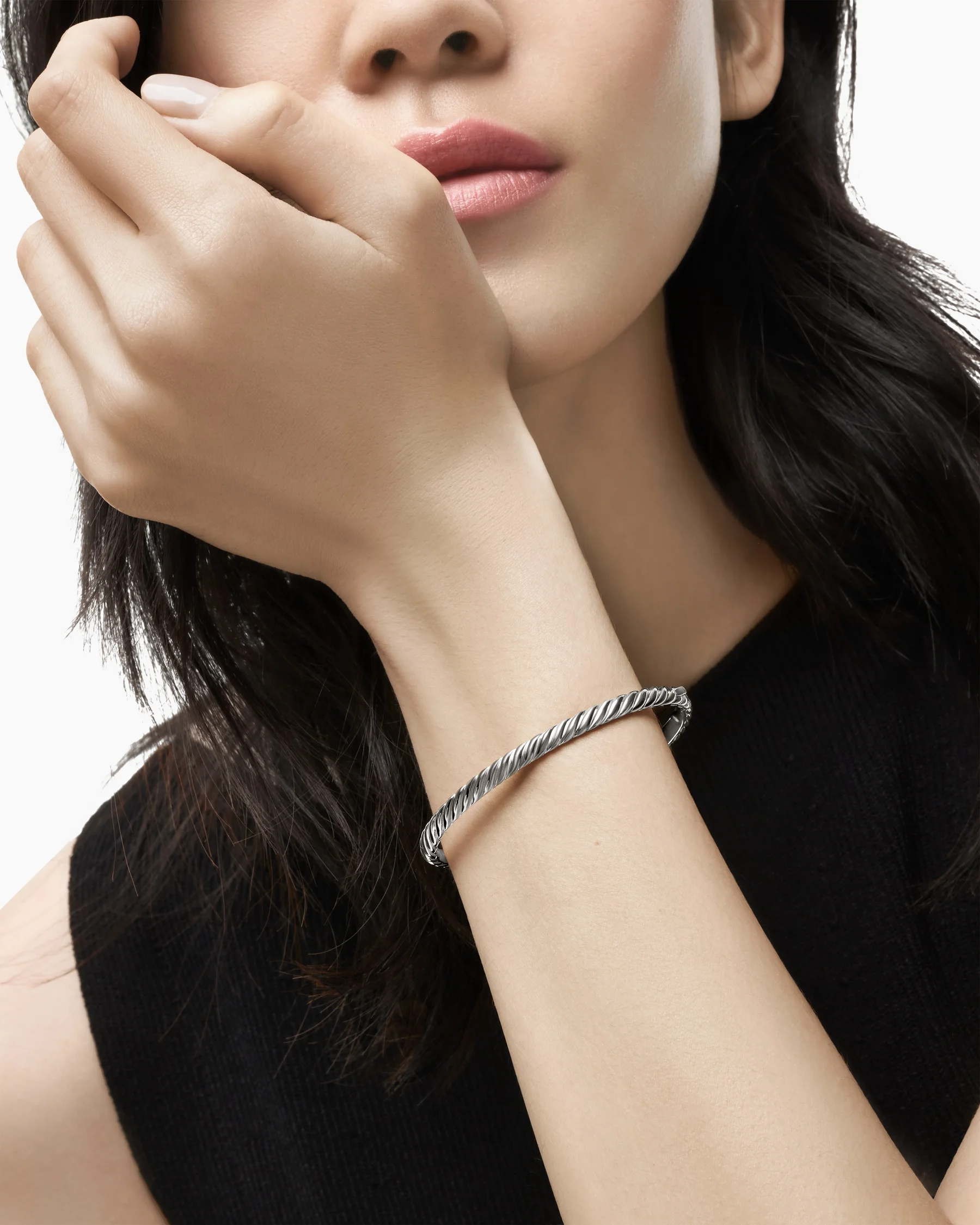 Sculpted Cable Bangle Bracelet in 18K Rose Gold, 4.6mm 23 Sculpted Cable Bangle Bracelet in 18K Rose Gold, 4.6mm