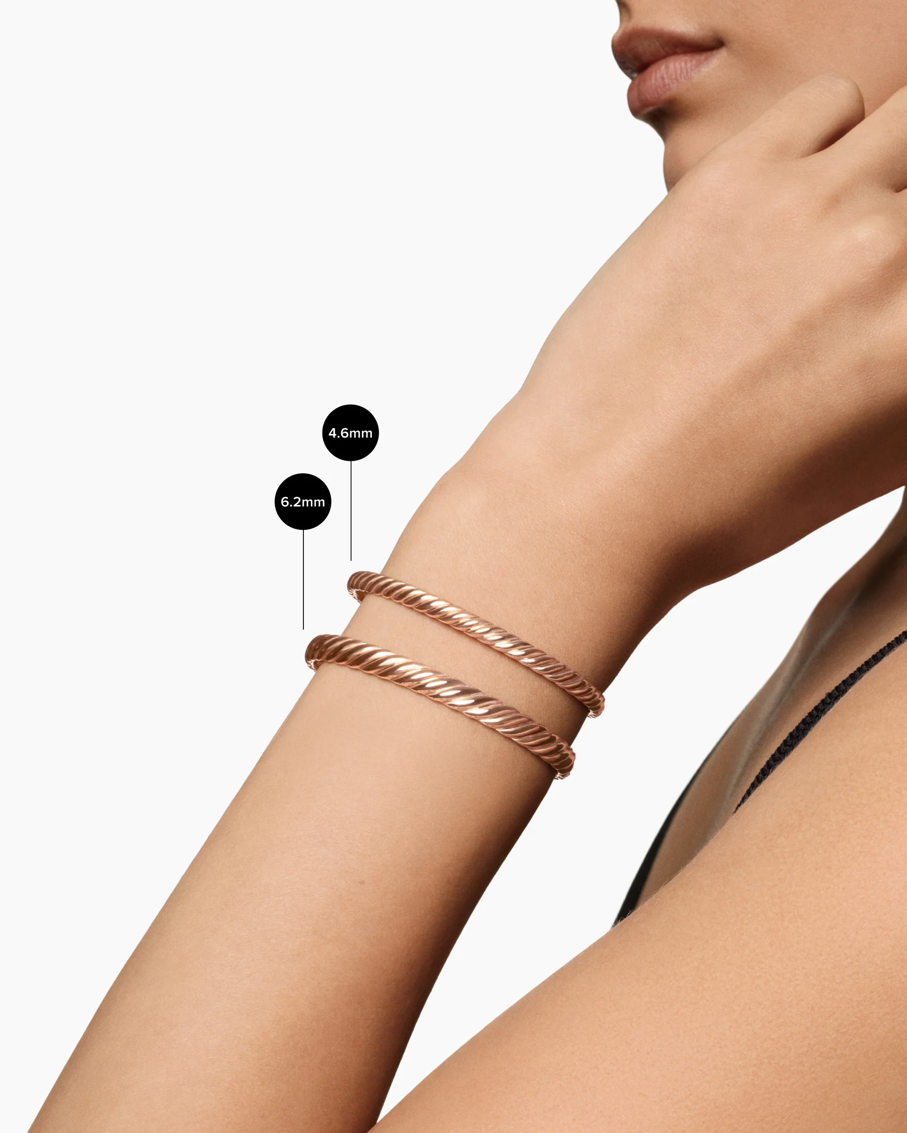 Sculpted Cable Bangle Bracelet in 18K Rose Gold, 4.6mm 8 Sculpted Cable Bangle Bracelet in 18K Rose Gold, 4.6mm