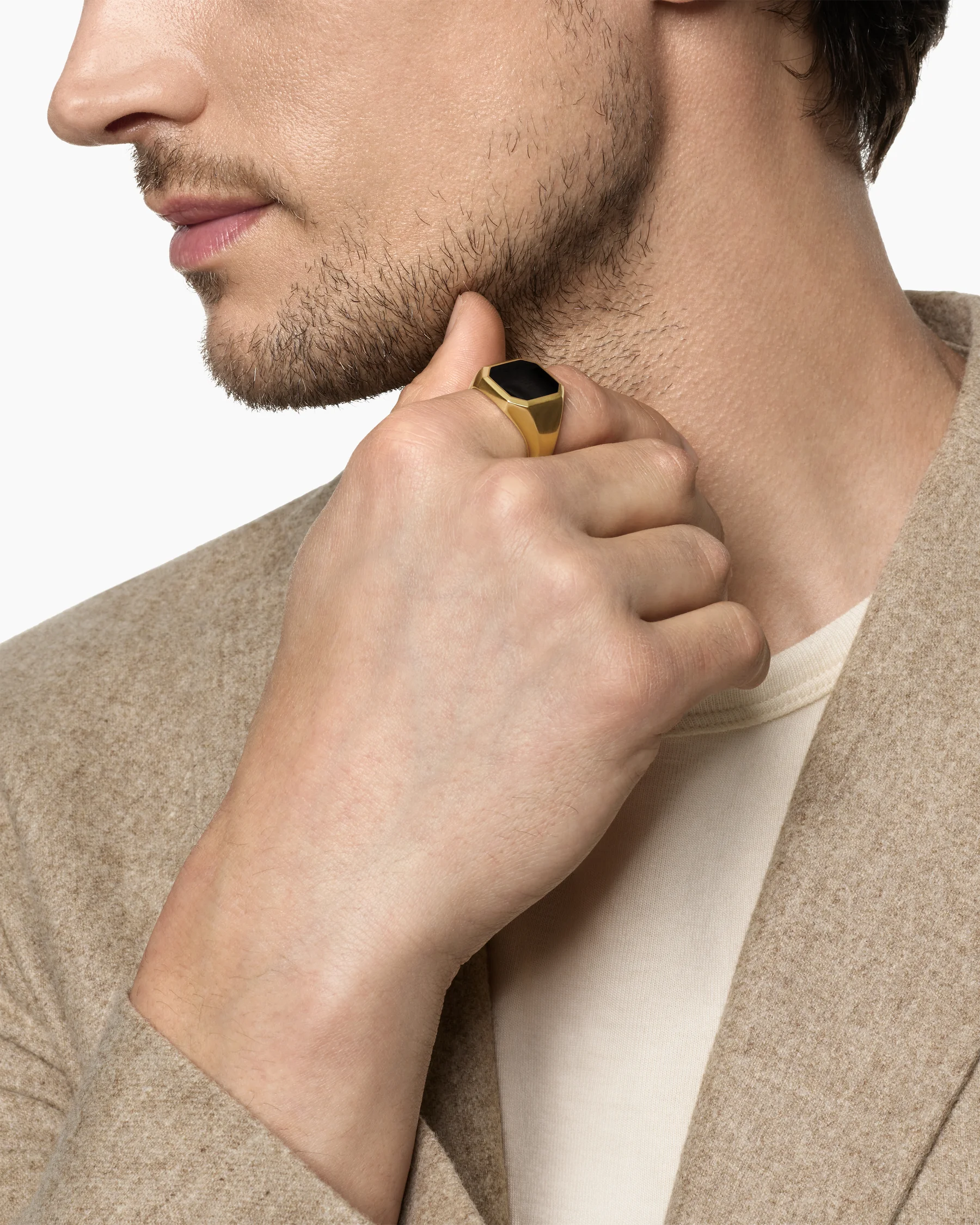 Streamline® Signet Ring in Sterling Silver with Black Diamonds, 18mm