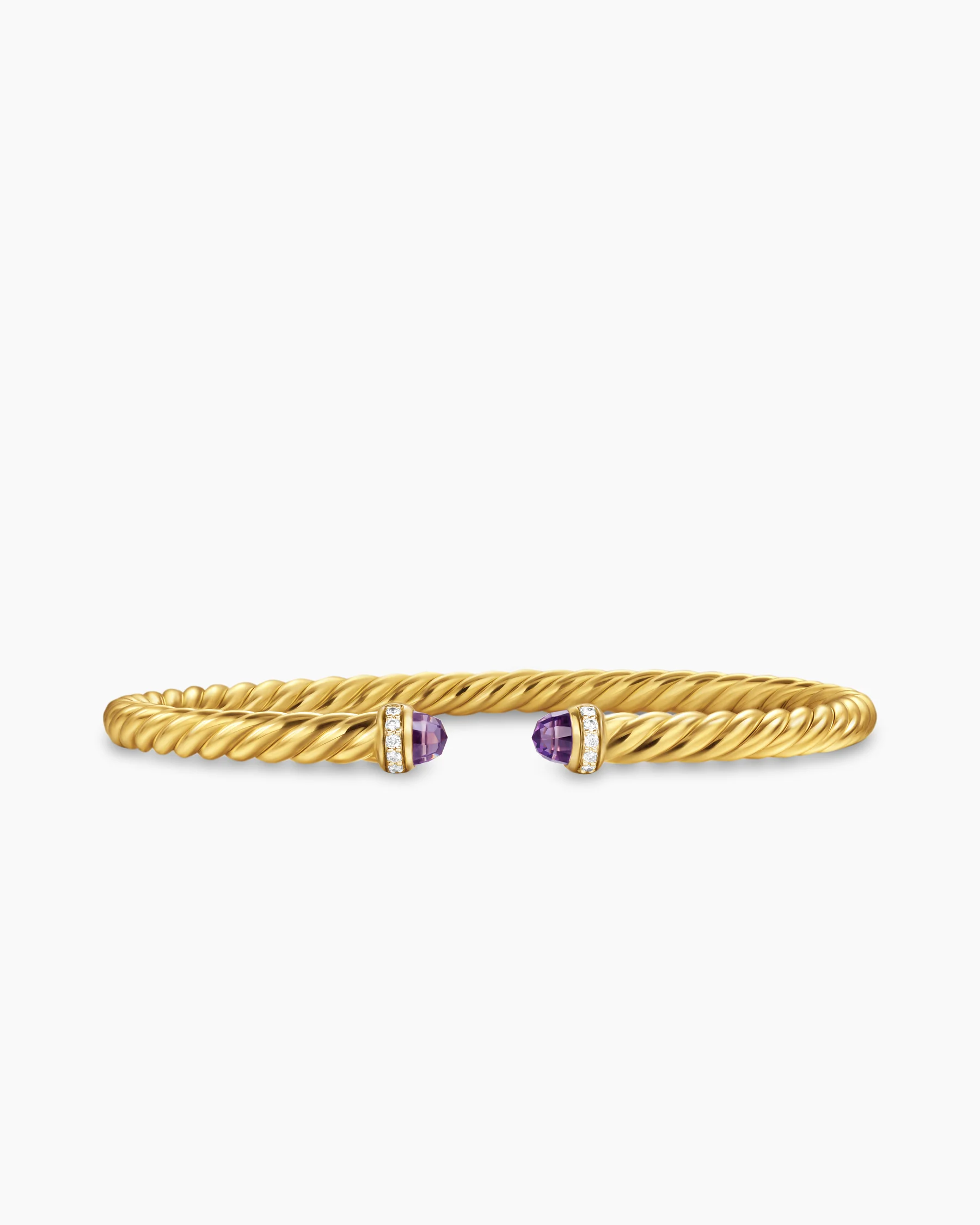 Cablespira® Flex Bracelet in 18K Yellow Gold with Amethyst and Diamonds, 4mm 227 Cablespira® Flex Bracelet in 18K Yellow Gold with Amethyst and Diamonds, 4mm