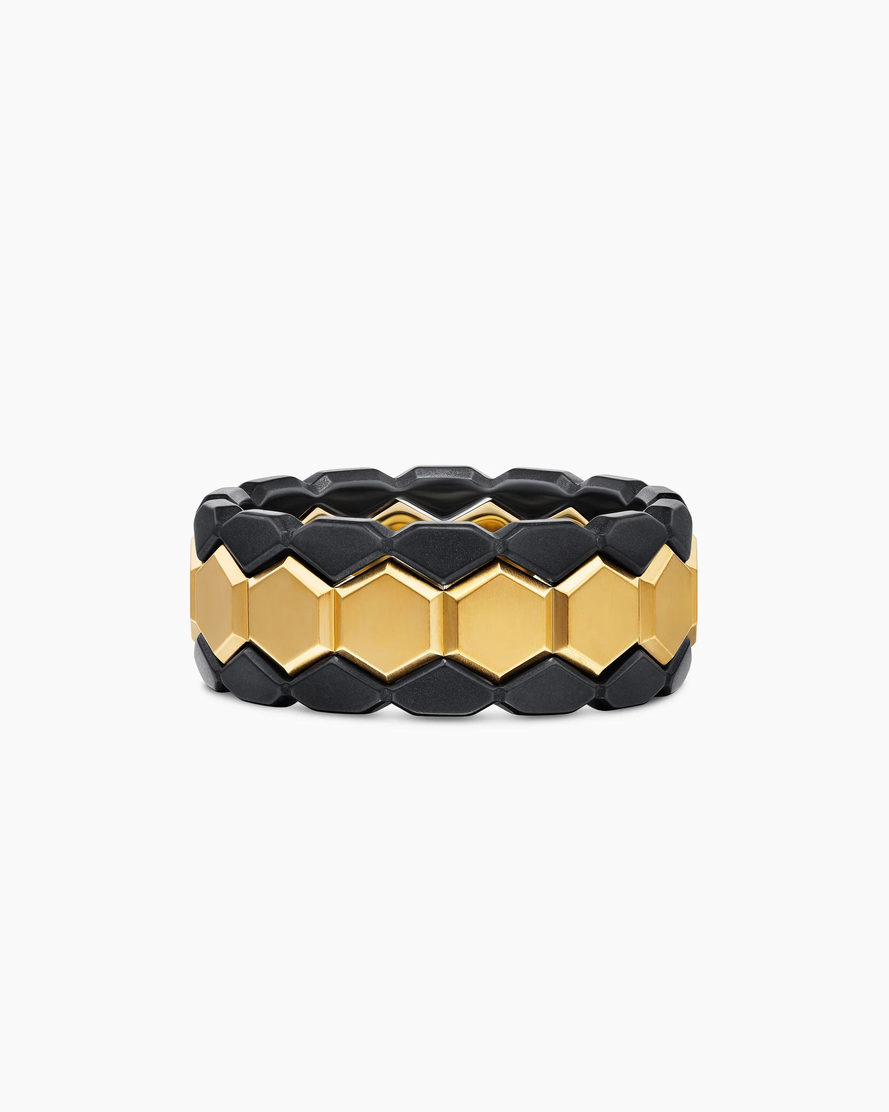 Hex Stack Ring in 18K Yellow Gold with Black Titanium, 9.3mm 13 Hex Stack Ring in 18K Yellow Gold with Black Titanium, 9.3mm