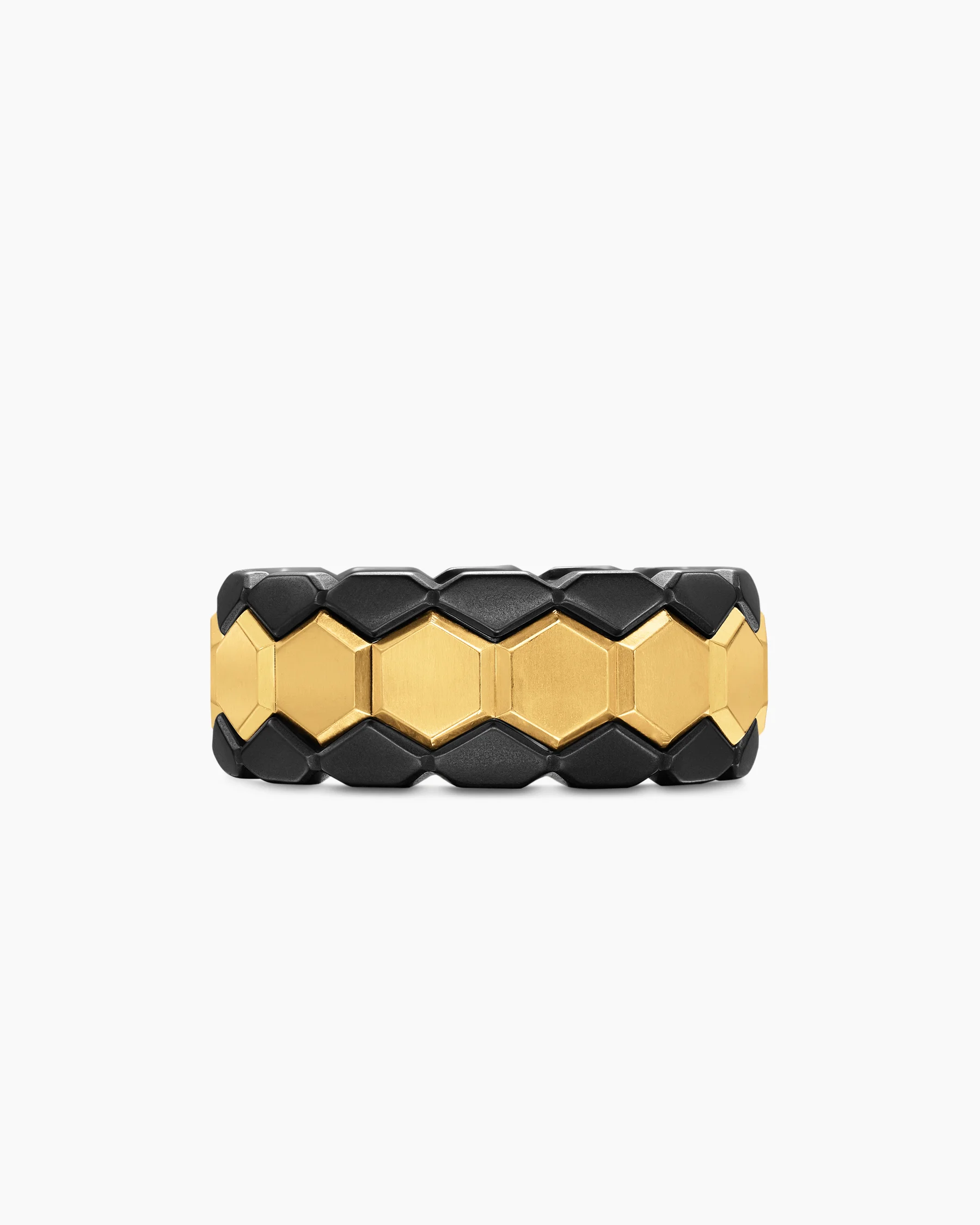 Hex Stack Ring in 18K Yellow Gold with Black Titanium, 9.3mm 16 Hex Stack Ring in 18K Yellow Gold with Black Titanium, 9.3mm