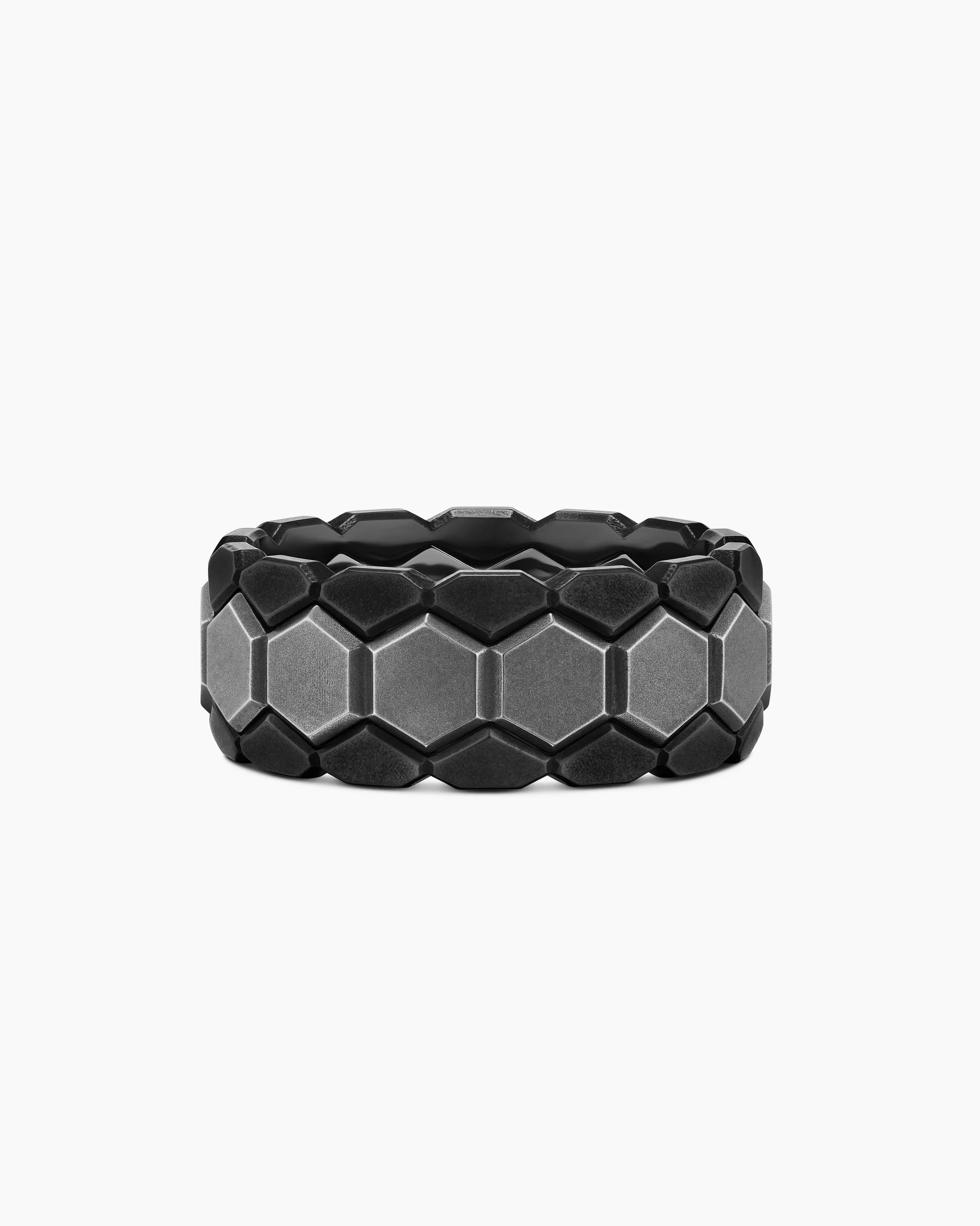 Hex Stack Ring in 18K Yellow Gold with Black Titanium, 9.3mm 19 Hex Stack Ring in 18K Yellow Gold with Black Titanium, 9.3mm