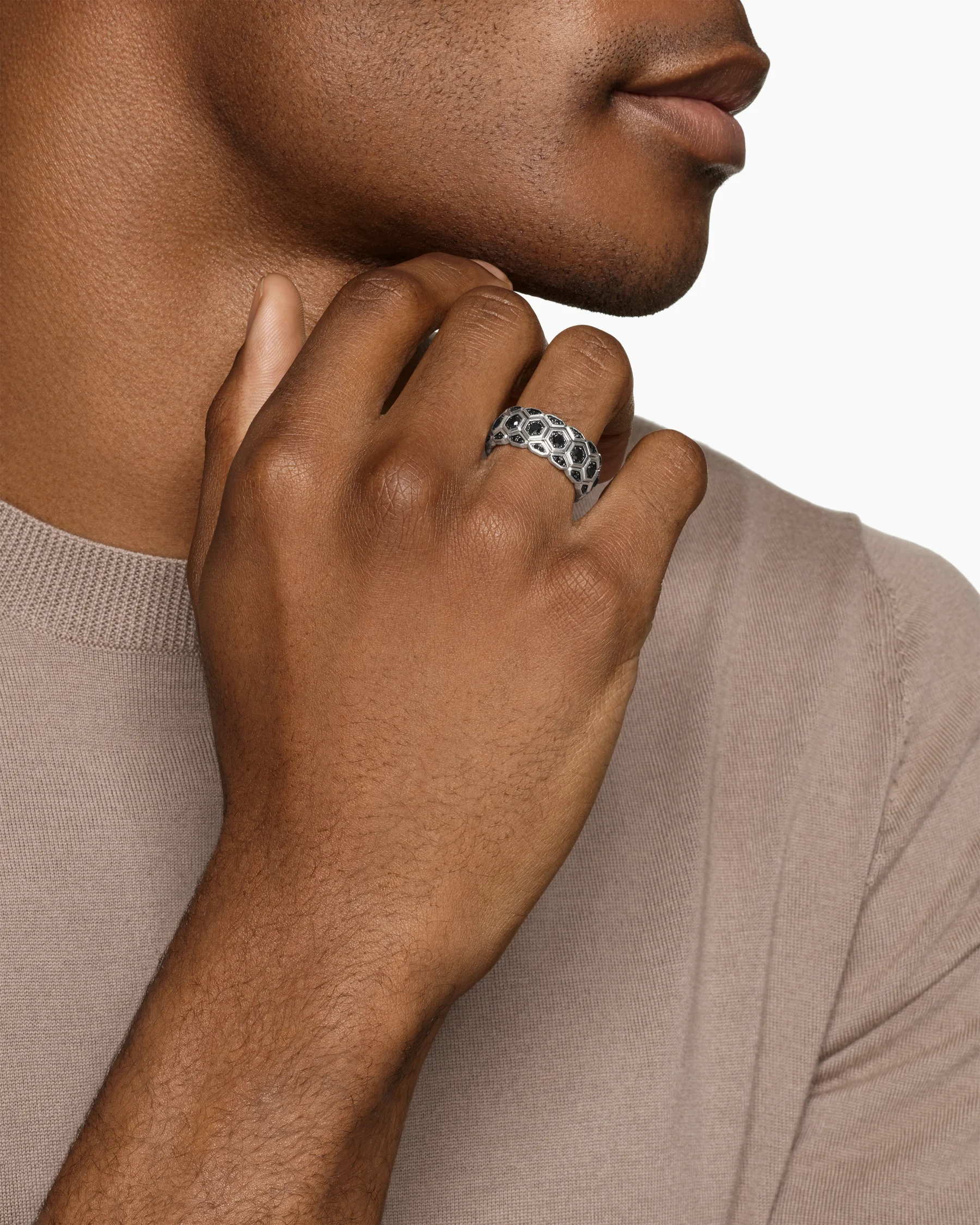 Hex Stack Ring in 18K Yellow Gold with Black Titanium, 9.3mm 2 Hex Stack Ring in 18K Yellow Gold with Black Titanium, 9.3mm