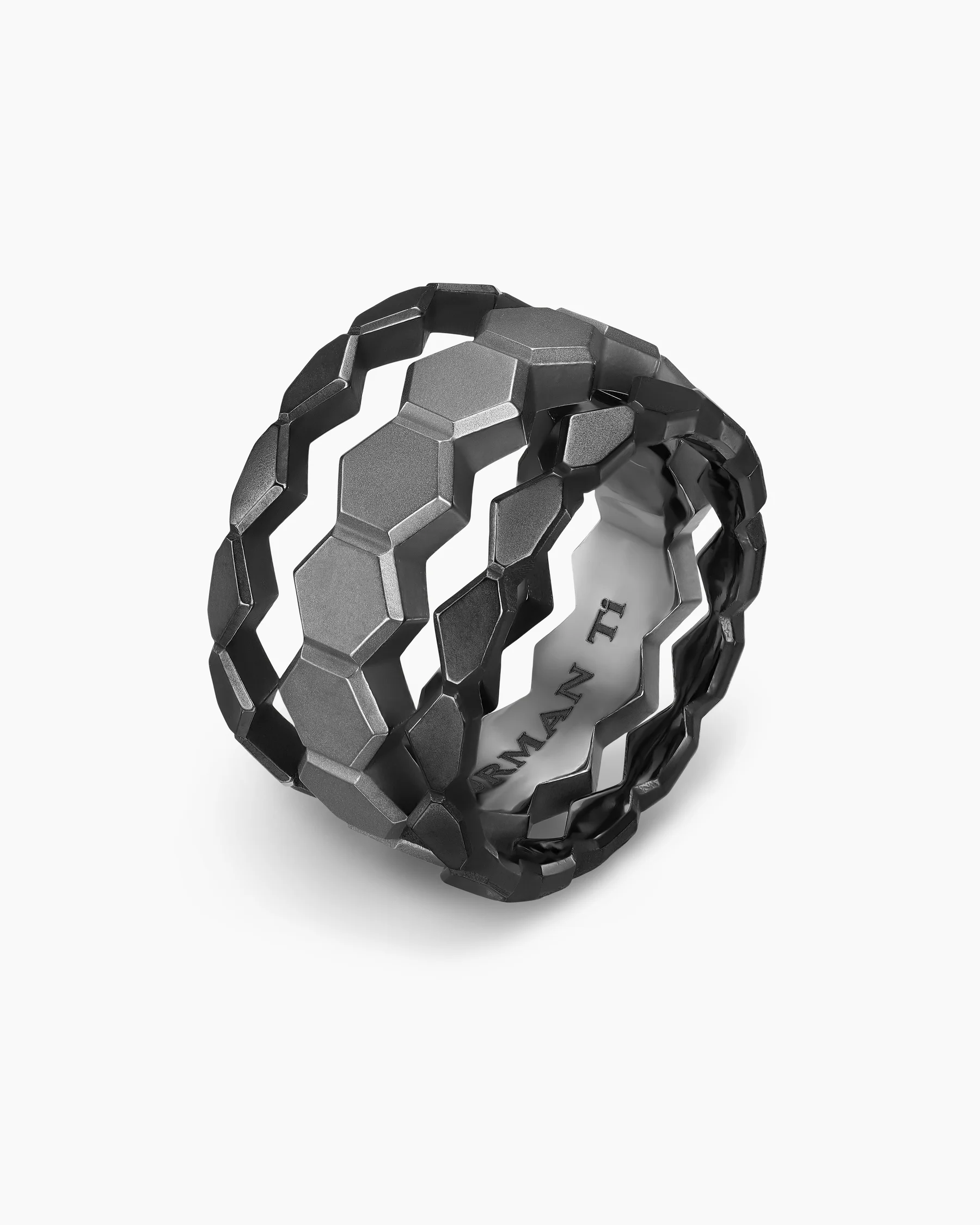 Hex Stack Ring in 18K Yellow Gold with Black Titanium, 9.3mm 21 Hex Stack Ring in 18K Yellow Gold with Black Titanium, 9.3mm