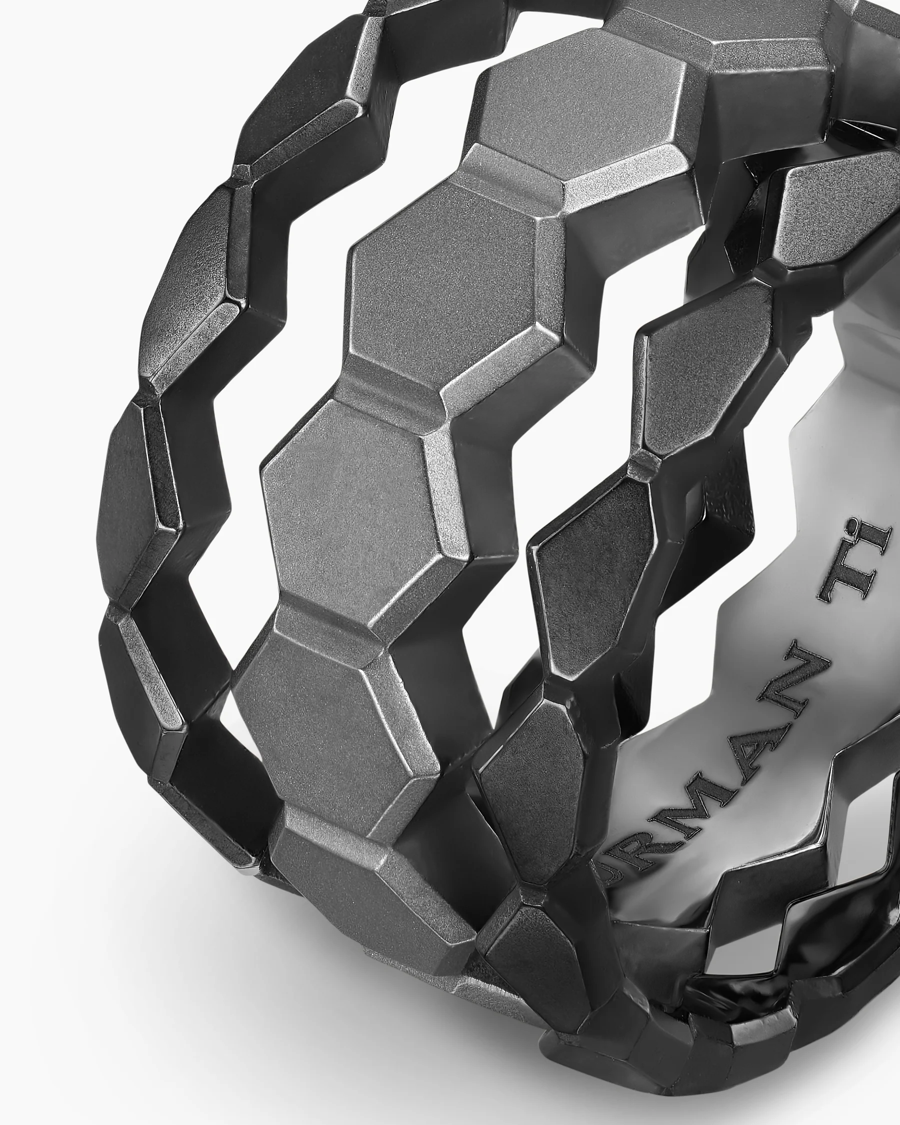 Hex Stack Ring in 18K Yellow Gold with Black Titanium, 9.3mm 23 Hex Stack Ring in 18K Yellow Gold with Black Titanium, 9.3mm