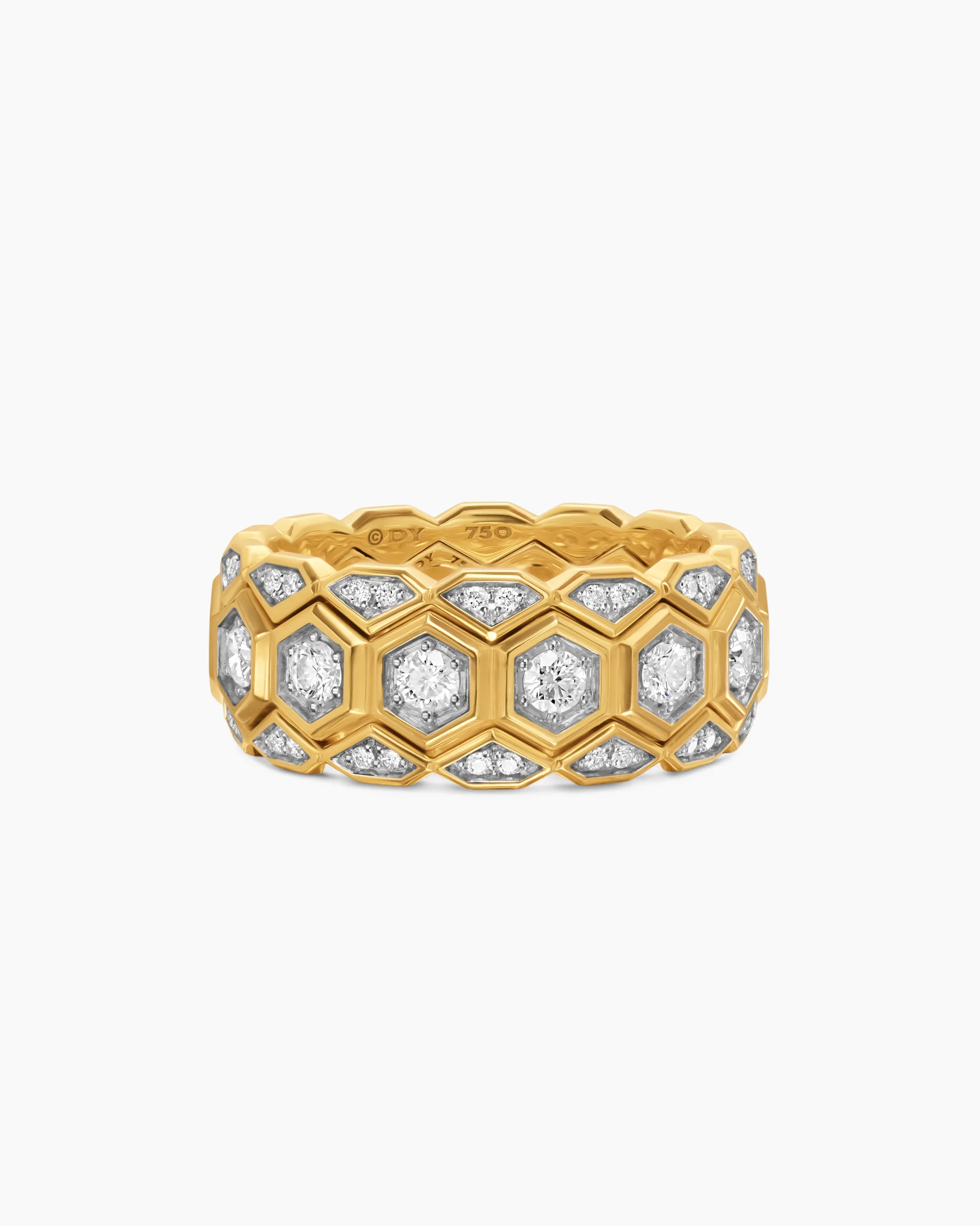 Hex Stack Ring in 18K Yellow Gold with Black Titanium, 9.3mm 25 Hex Stack Ring in 18K Yellow Gold with Black Titanium, 9.3mm