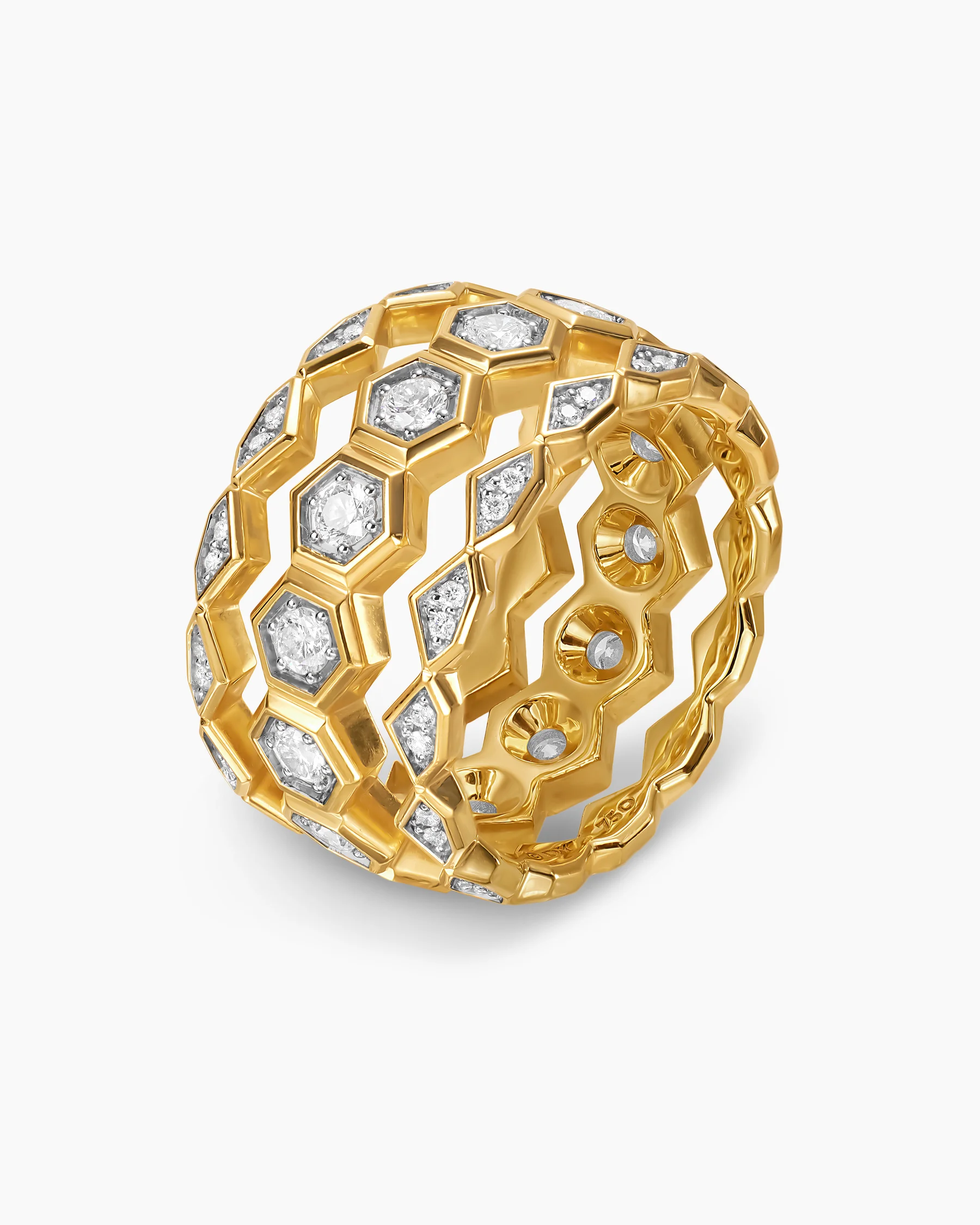 Hex Stack Ring in 18K Yellow Gold with Black Titanium, 9.3mm 27 Hex Stack Ring in 18K Yellow Gold with Black Titanium, 9.3mm