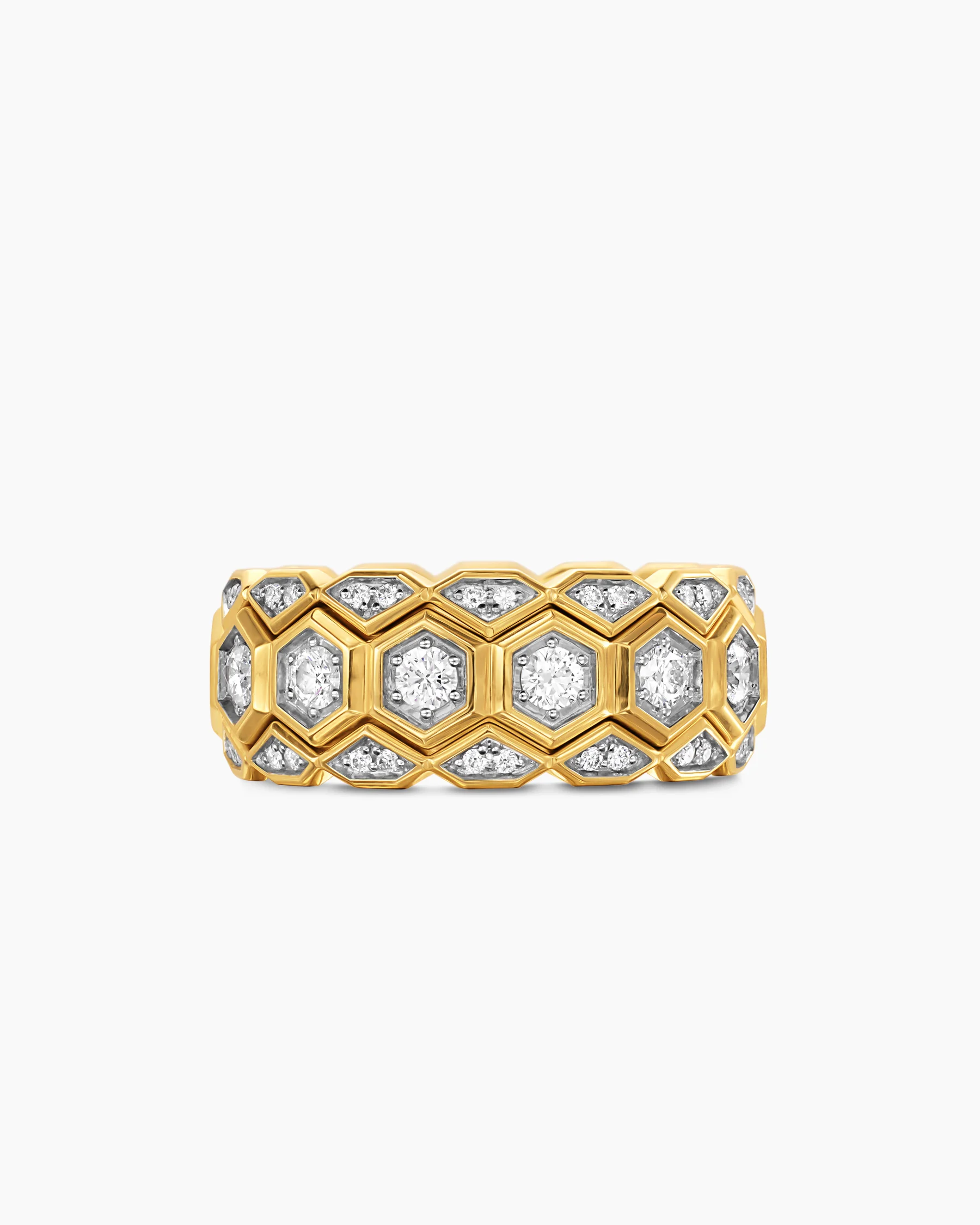 Hex Stack Ring in 18K Yellow Gold with Black Titanium, 9.3mm 28 Hex Stack Ring in 18K Yellow Gold with Black Titanium, 9.3mm