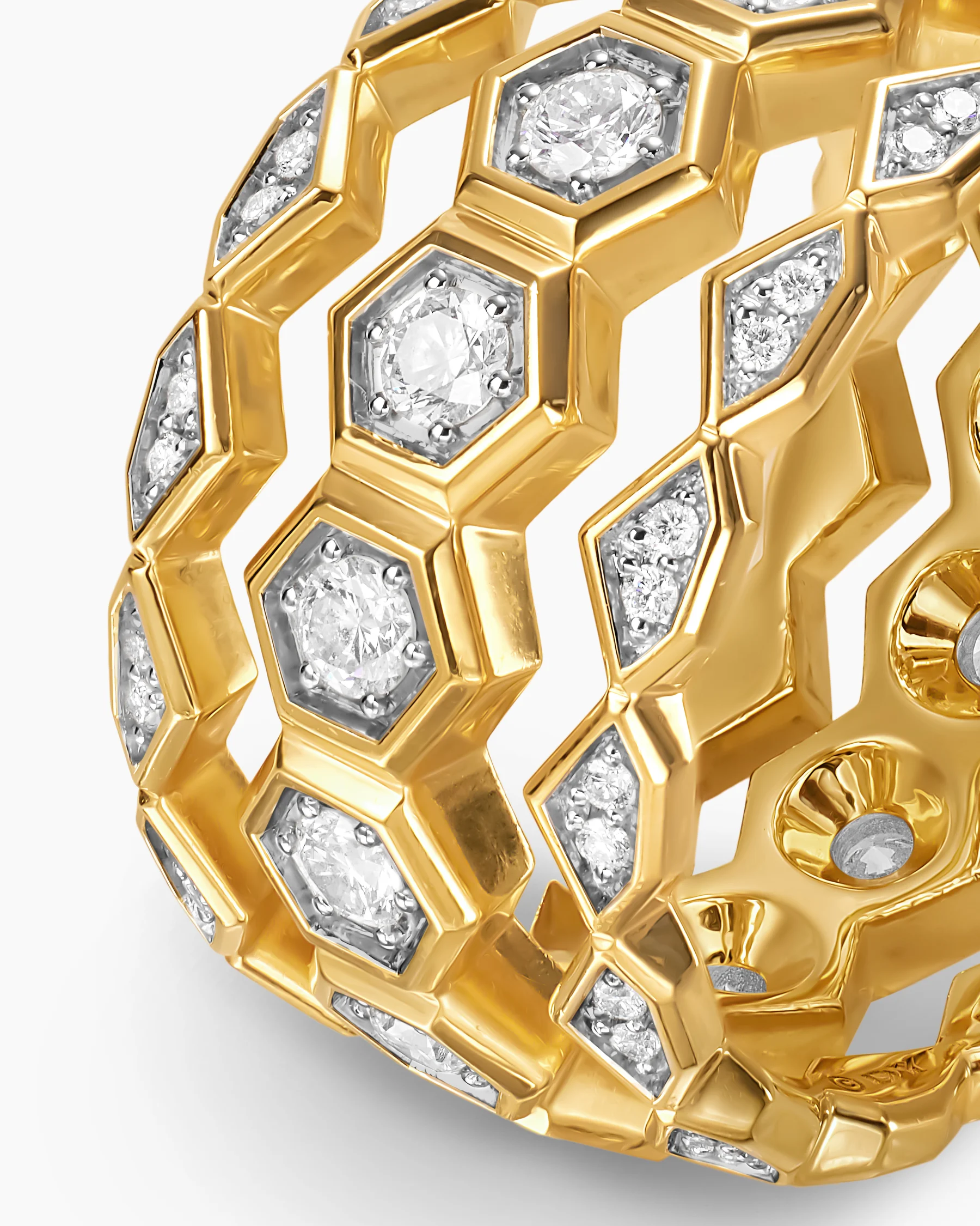 Hex Stack Ring in 18K Yellow Gold with Black Titanium, 9.3mm 29 Hex Stack Ring in 18K Yellow Gold with Black Titanium, 9.3mm