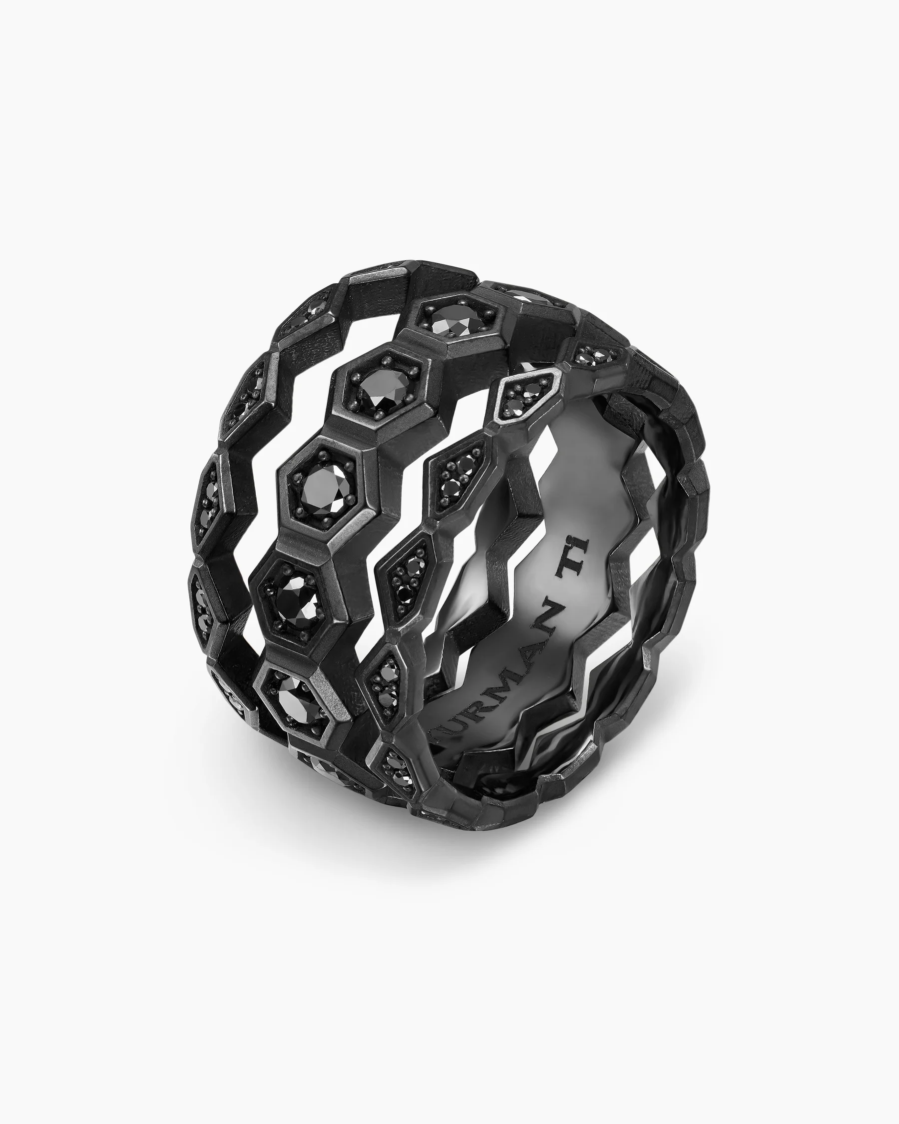 Hex Stack Ring in 18K Yellow Gold with Black Titanium, 9.3mm 33 Hex Stack Ring in 18K Yellow Gold with Black Titanium, 9.3mm