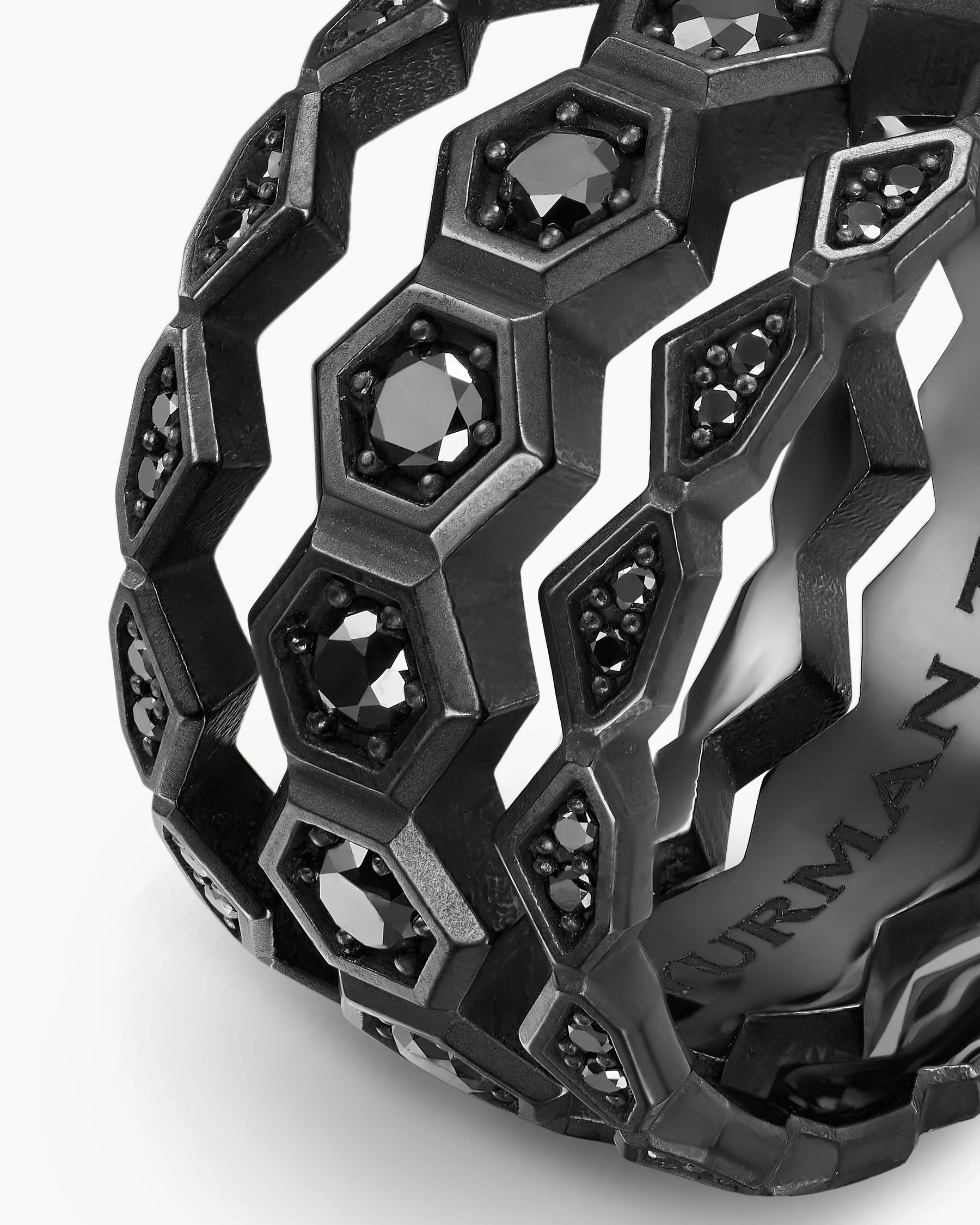 Hex Stack Ring in 18K Yellow Gold with Black Titanium, 9.3mm 35 Hex Stack Ring in 18K Yellow Gold with Black Titanium, 9.3mm