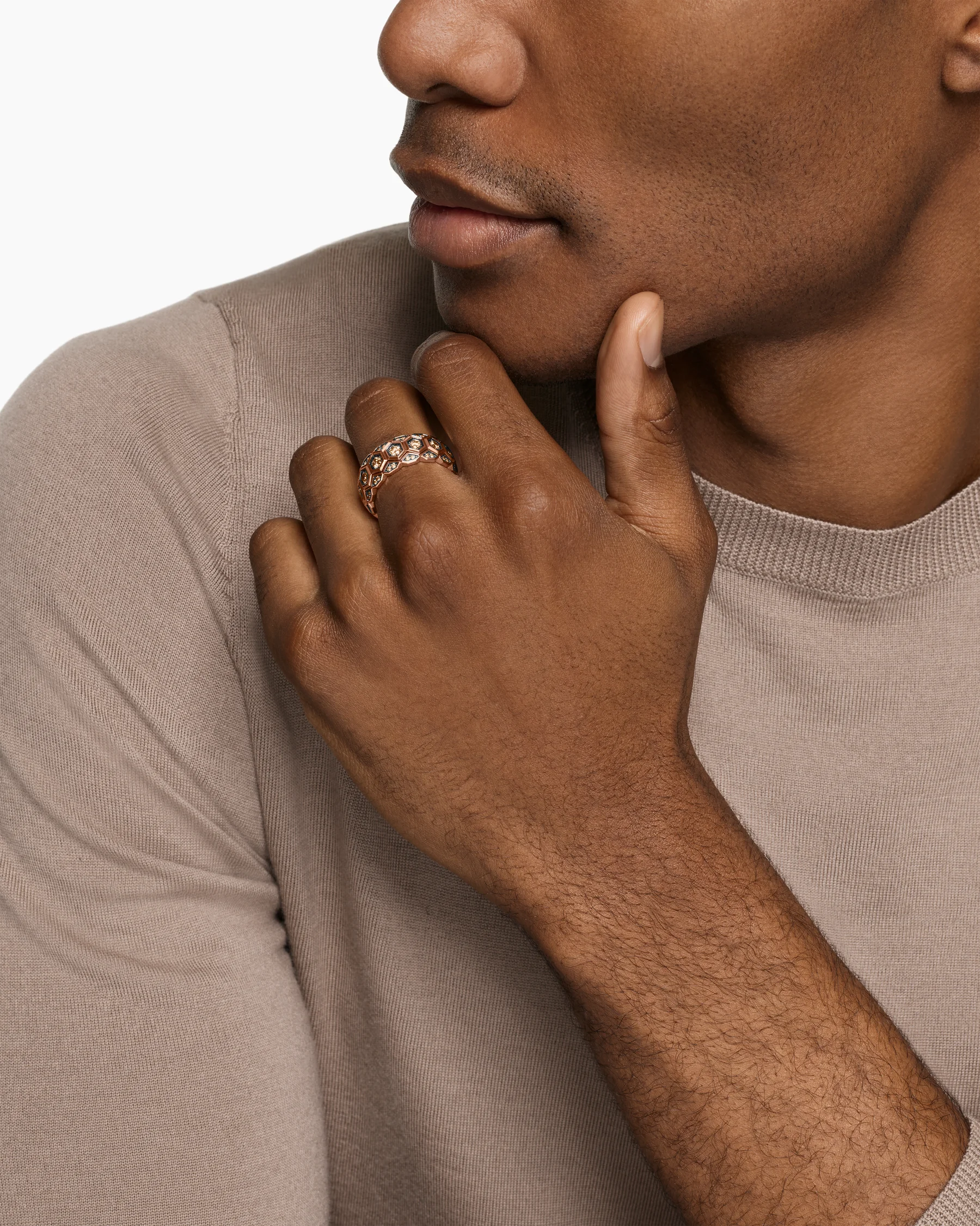 Hex Stack Ring in 18K Yellow Gold with Black Titanium, 9.3mm 38 Hex Stack Ring in 18K Yellow Gold with Black Titanium, 9.3mm