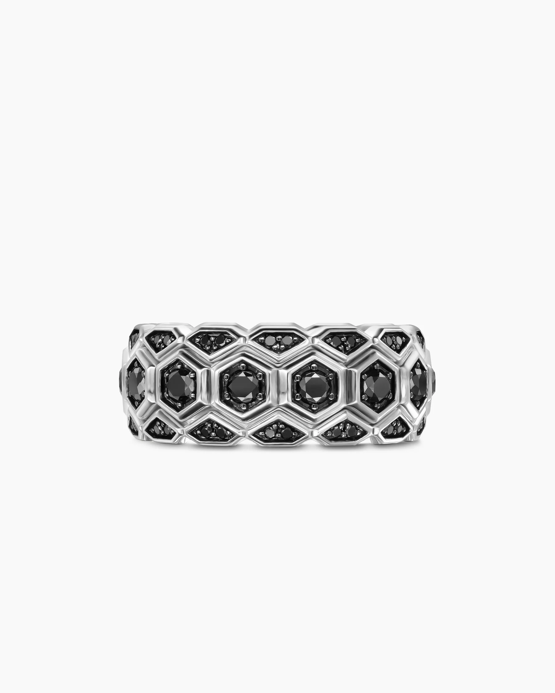 Hex Stack Ring in 18K Yellow Gold with Black Titanium, 9.3mm 4 Hex Stack Ring in 18K Yellow Gold with Black Titanium, 9.3mm
