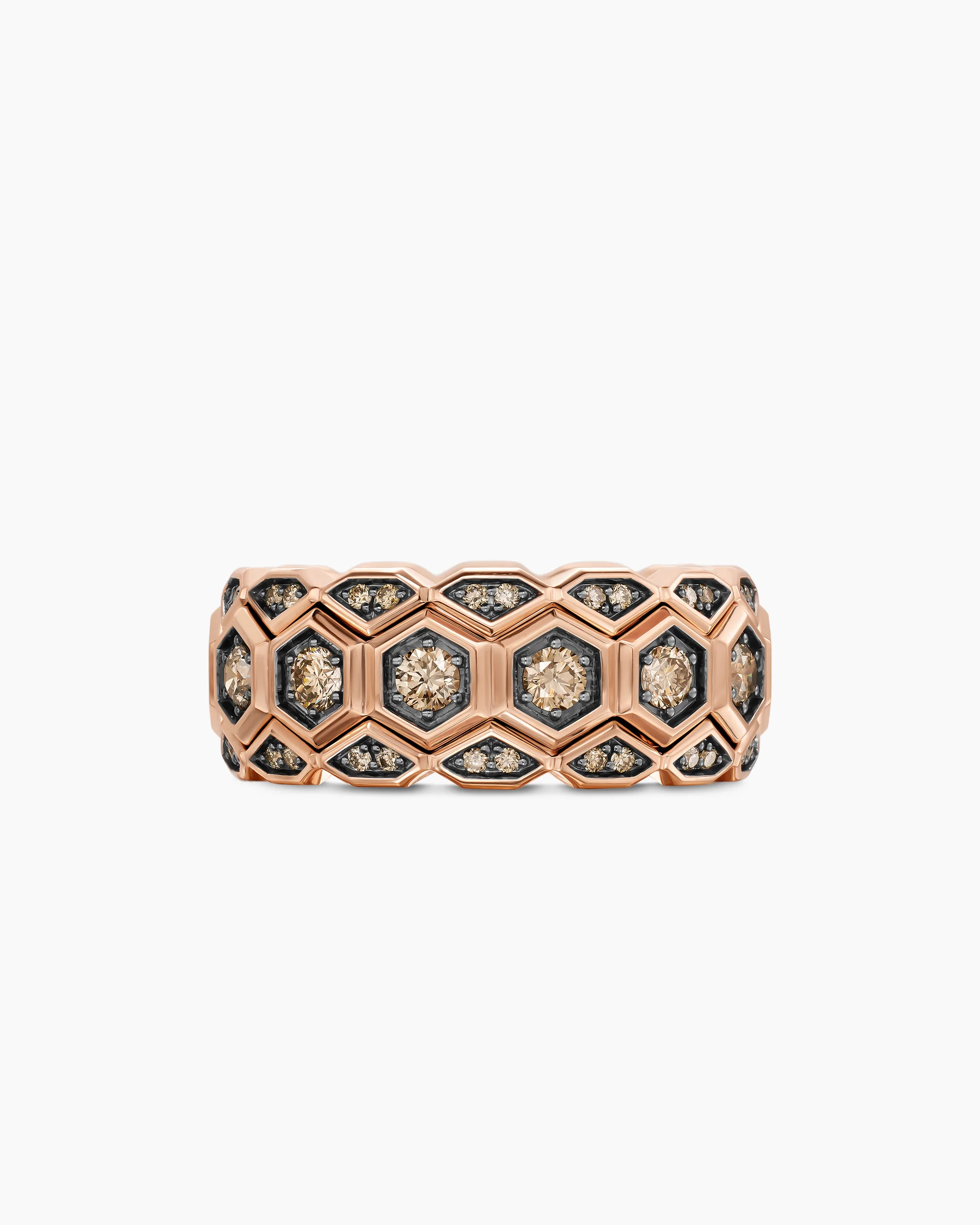 Hex Stack Ring in 18K Yellow Gold with Black Titanium, 9.3mm 40 Hex Stack Ring in 18K Yellow Gold with Black Titanium, 9.3mm