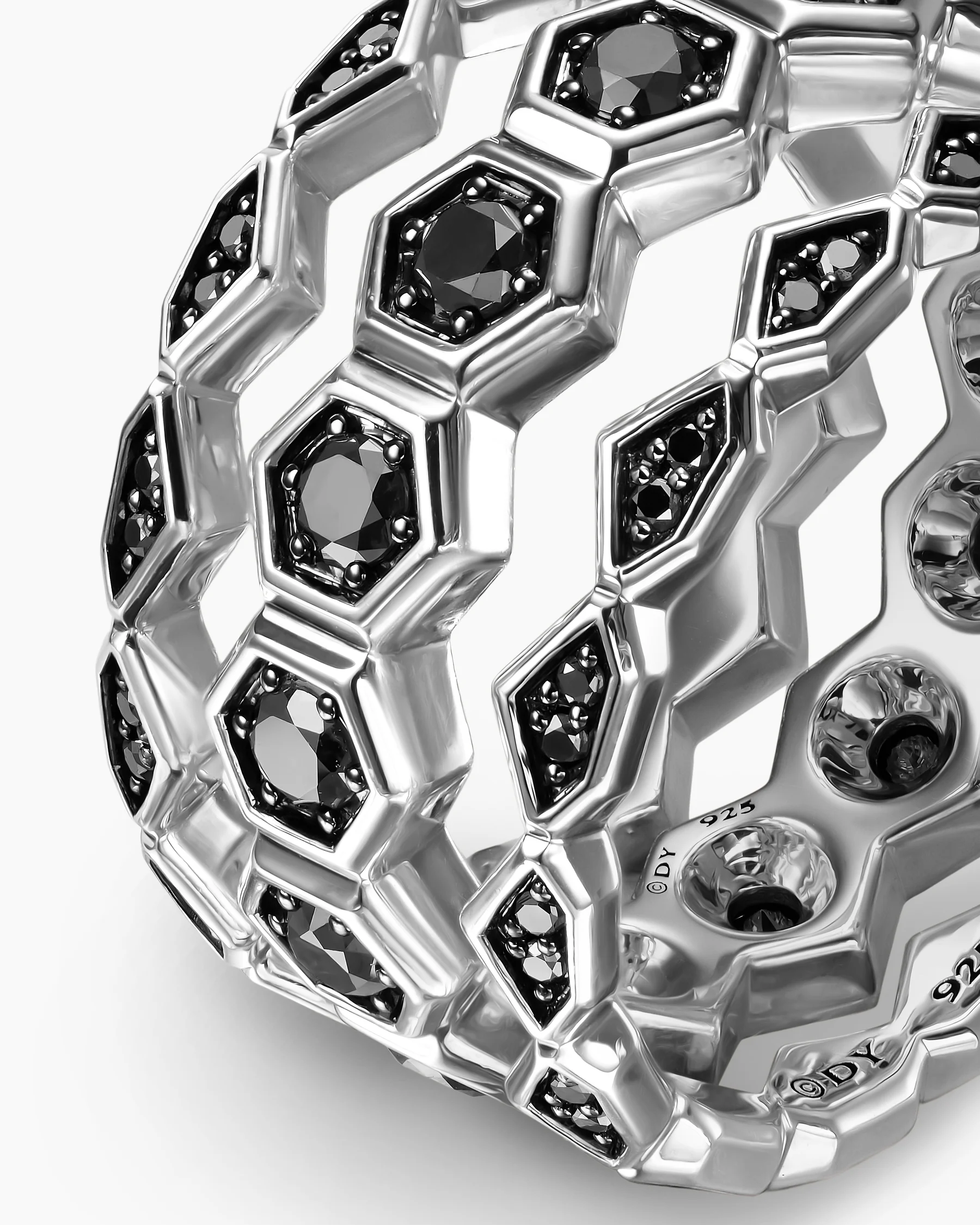 Hex Stack Ring in 18K Yellow Gold with Black Titanium, 9.3mm 5 Hex Stack Ring in 18K Yellow Gold with Black Titanium, 9.3mm