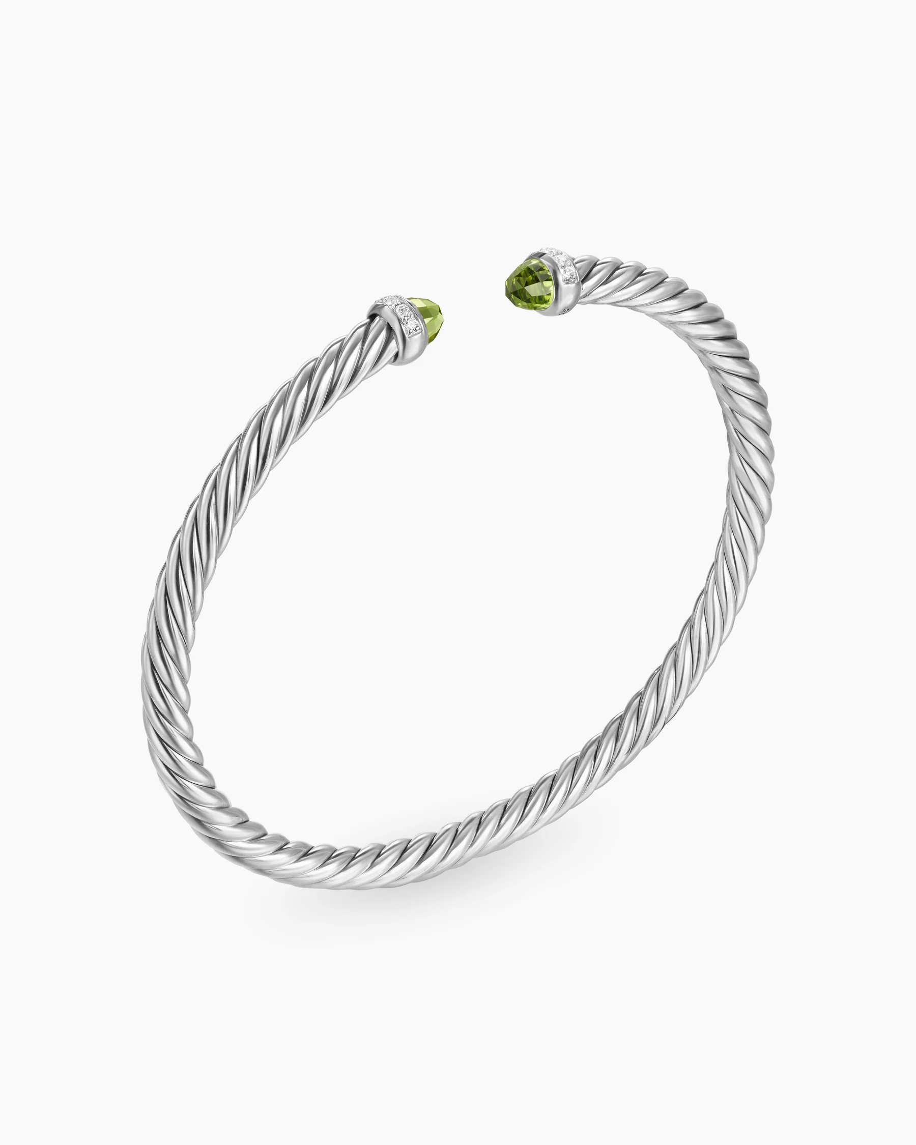 Cable Flex® Bracelet in Sterling Silver with Amethyst and Diamonds, 4mm 102 Cable Flex® Bracelet in Sterling Silver with Amethyst and Diamonds, 4mm