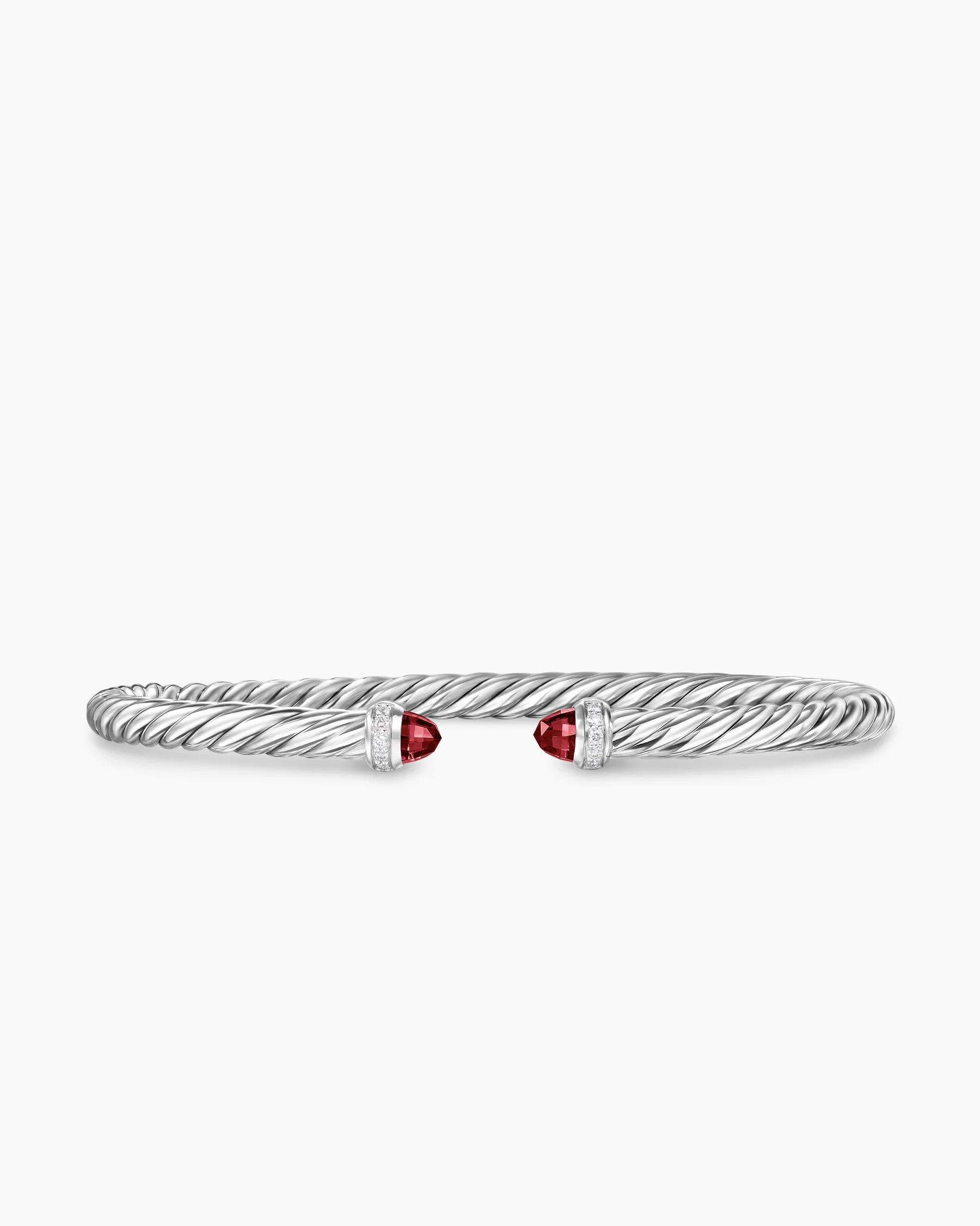 Cable Flex® Bracelet in Sterling Silver with Amethyst and Diamonds, 4mm 107 Cable Flex® Bracelet in Sterling Silver with Amethyst and Diamonds, 4mm