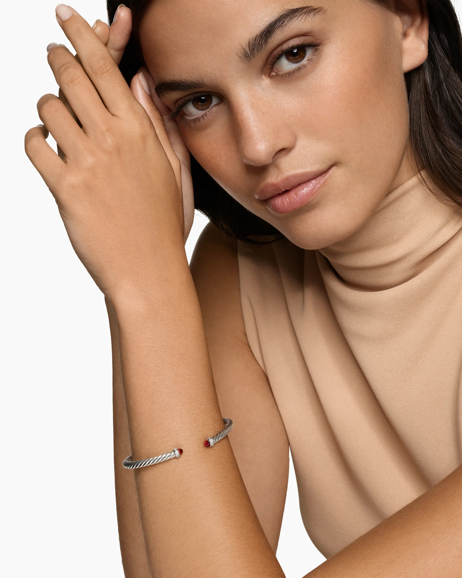 Cable Flex® Bracelet in Sterling Silver with Amethyst and Diamonds, 4mm 108 Cable Flex® Bracelet in Sterling Silver with Amethyst and Diamonds, 4mm