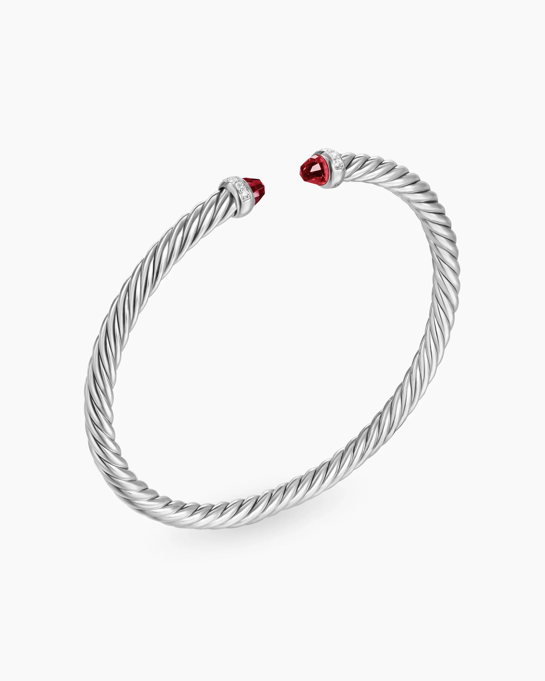 Cable Flex® Bracelet in Sterling Silver with Amethyst and Diamonds, 4mm 109 Cable Flex® Bracelet in Sterling Silver with Amethyst and Diamonds, 4mm