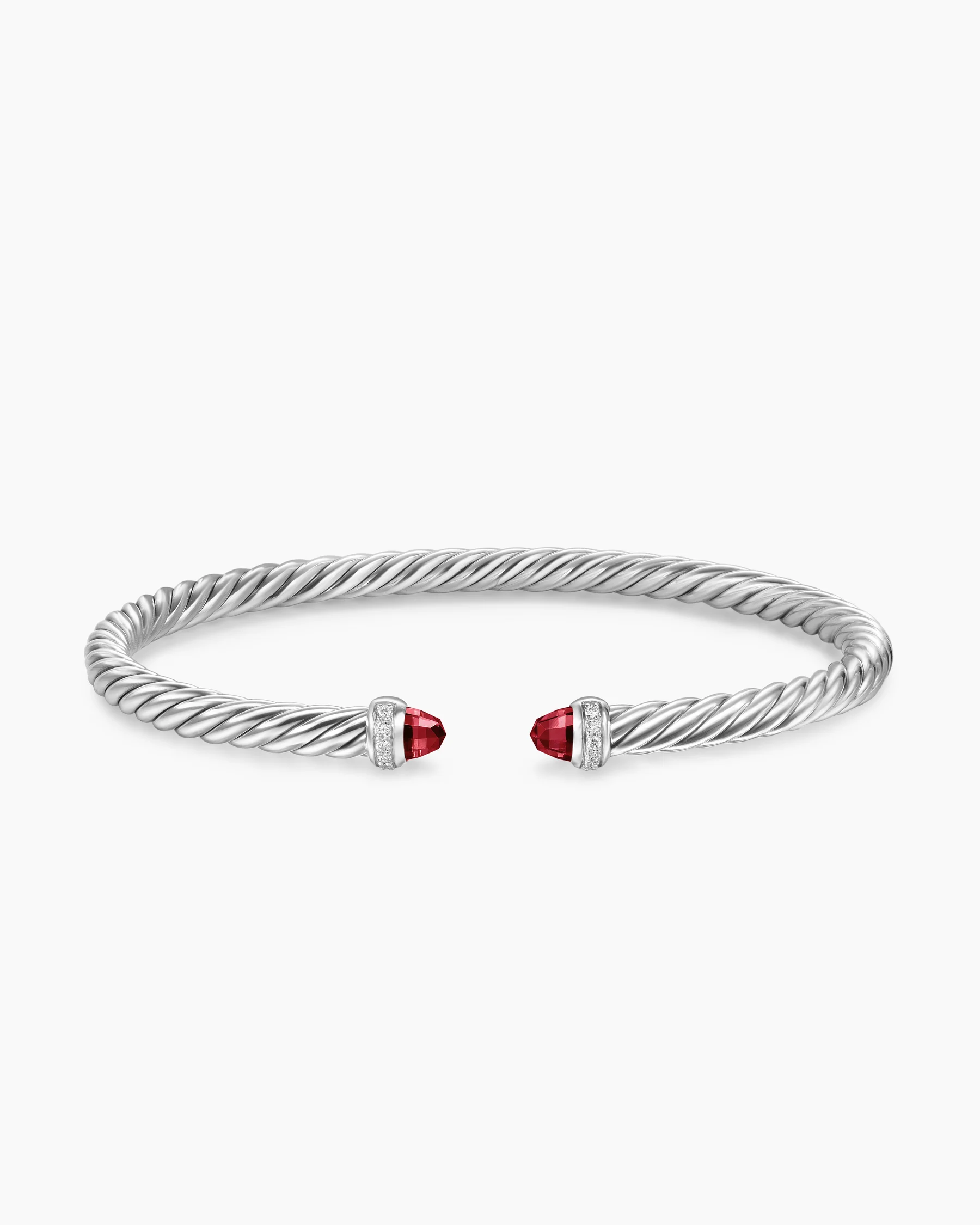 Cable Flex® Bracelet in Sterling Silver with Amethyst and Diamonds, 4mm 110 Cable Flex® Bracelet in Sterling Silver with Amethyst and Diamonds, 4mm