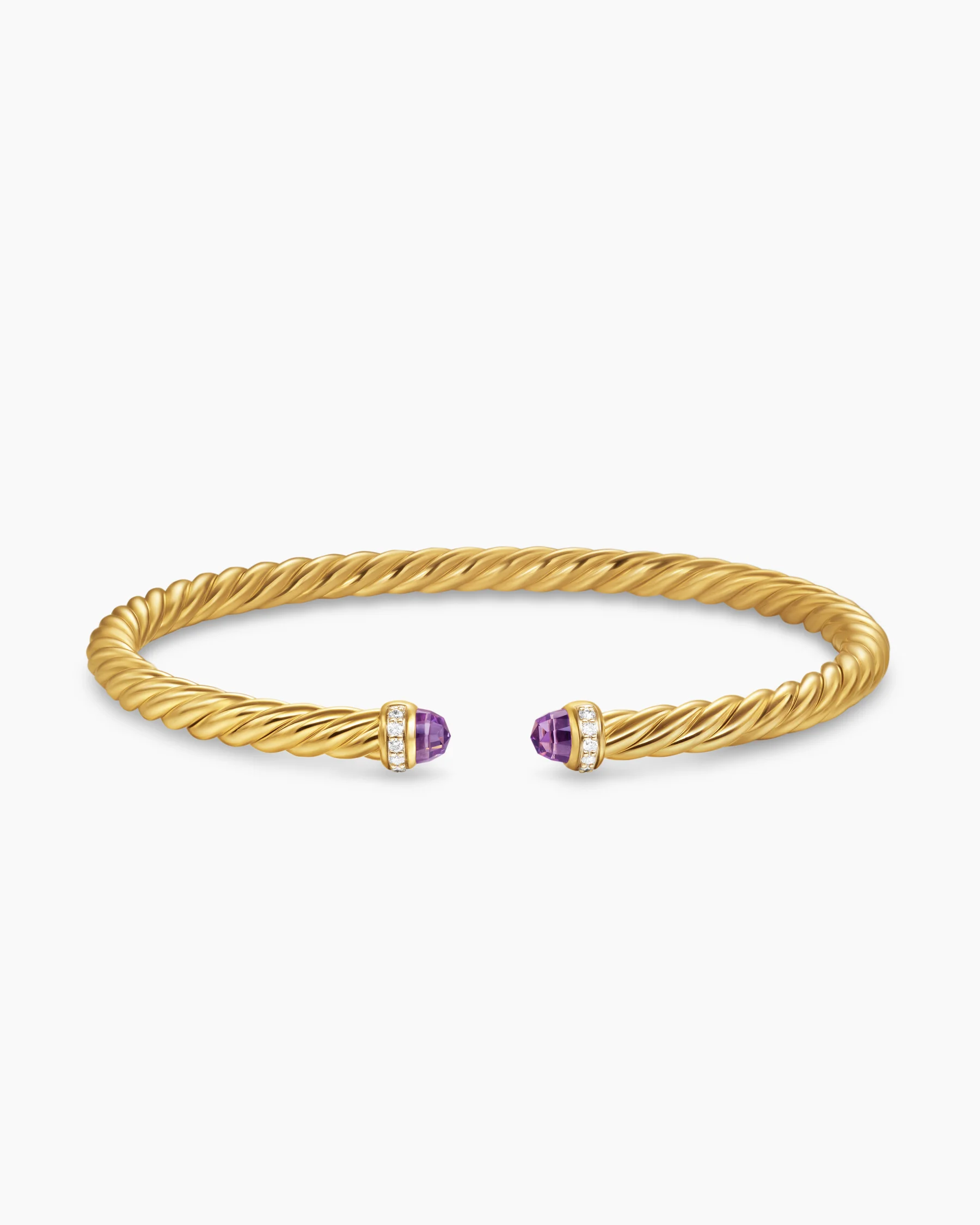 Cable Flex® Bracelet in Sterling Silver with Amethyst and Diamonds, 4mm 3 Cable Flex® Bracelet in Sterling Silver with Amethyst and Diamonds, 4mm