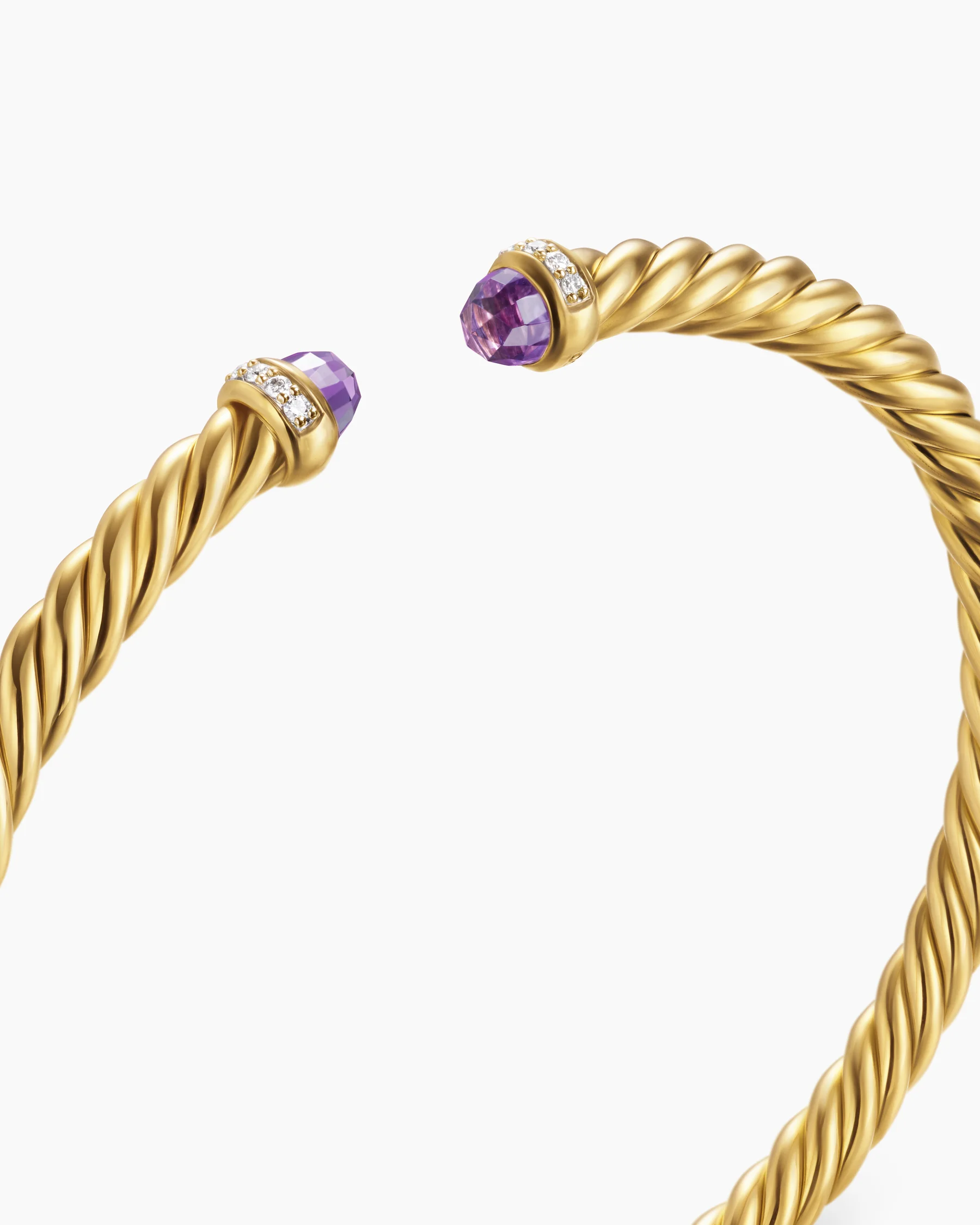 Cable Flex® Bracelet in Sterling Silver with Amethyst and Diamonds, 4mm 4 Cable Flex® Bracelet in Sterling Silver with Amethyst and Diamonds, 4mm
