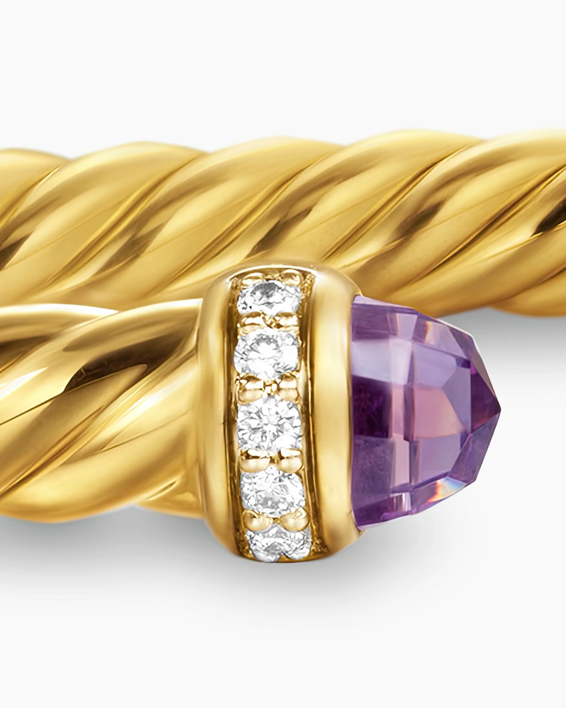 Cable Flex® Bracelet in Sterling Silver with Amethyst and Diamonds, 4mm 5 Cable Flex® Bracelet in Sterling Silver with Amethyst and Diamonds, 4mm