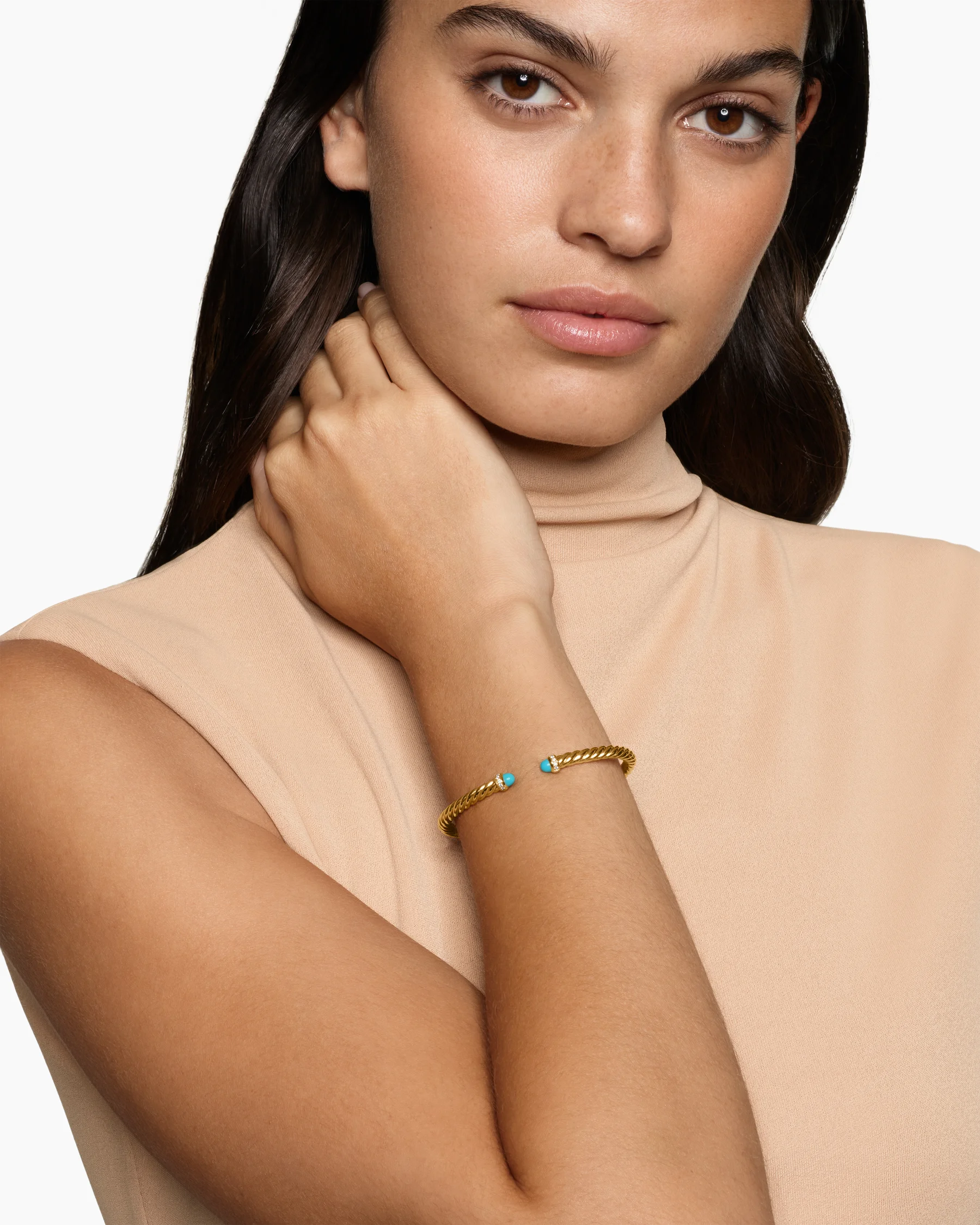 Cable Flex® Bracelet in Sterling Silver with Amethyst and Diamonds, 4mm 52 Cable Flex® Bracelet in Sterling Silver with Amethyst and Diamonds, 4mm