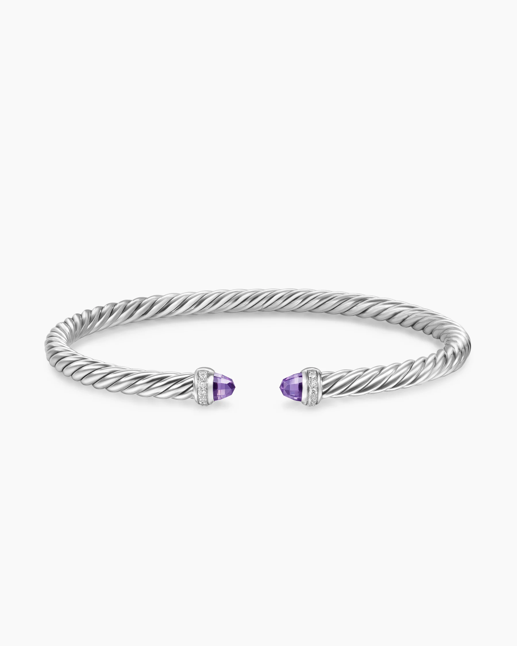 Cable Flex® Bracelet in Sterling Silver with Amethyst and Diamonds, 4mm 61 Cable Flex® Bracelet in Sterling Silver with Amethyst and Diamonds, 4mm