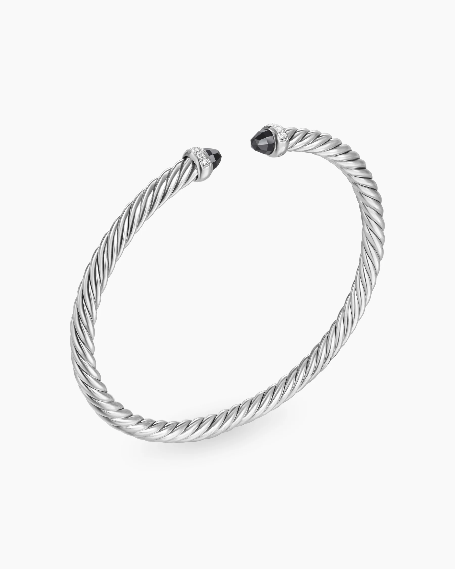 Cable Flex® Bracelet in Sterling Silver with Amethyst and Diamonds, 4mm 67 Cable Flex® Bracelet in Sterling Silver with Amethyst and Diamonds, 4mm