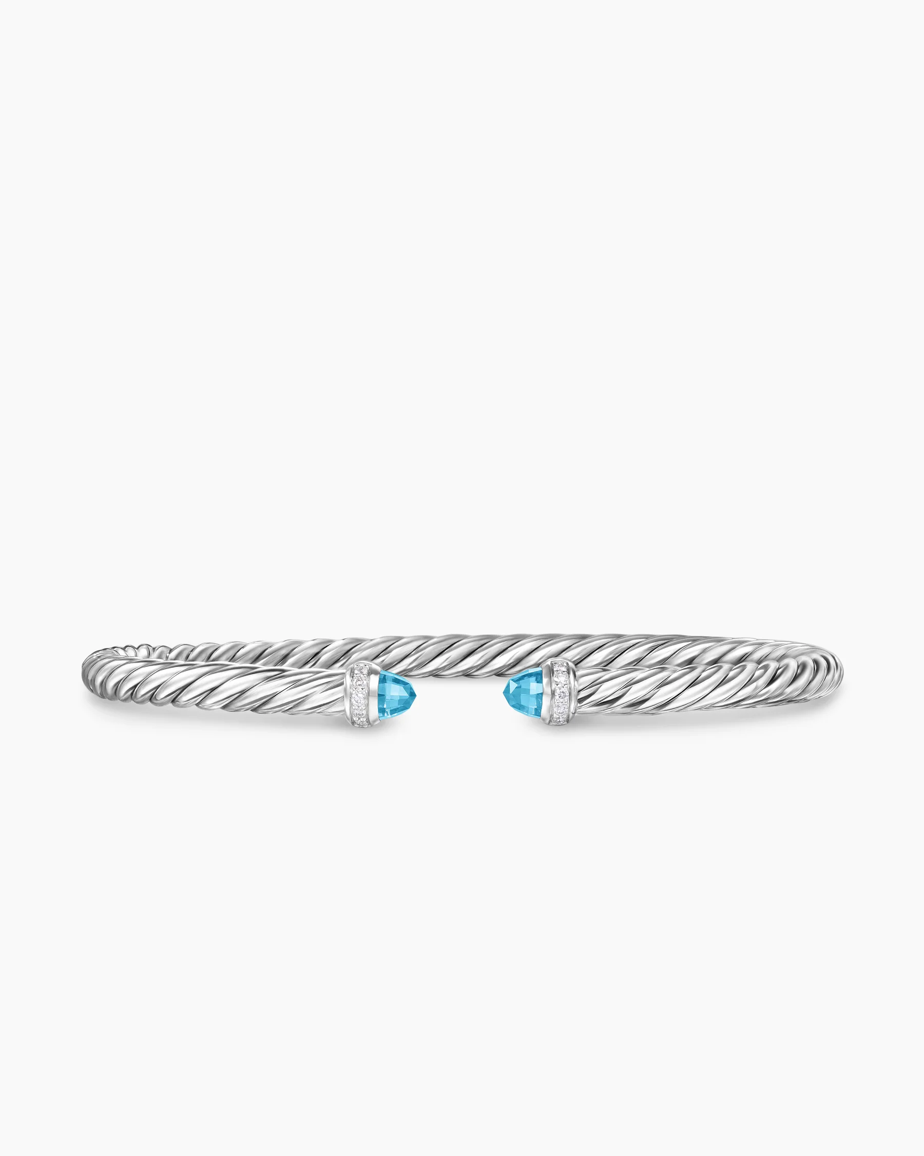 Cable Flex® Bracelet in Sterling Silver with Amethyst and Diamonds, 4mm 72 Cable Flex® Bracelet in Sterling Silver with Amethyst and Diamonds, 4mm