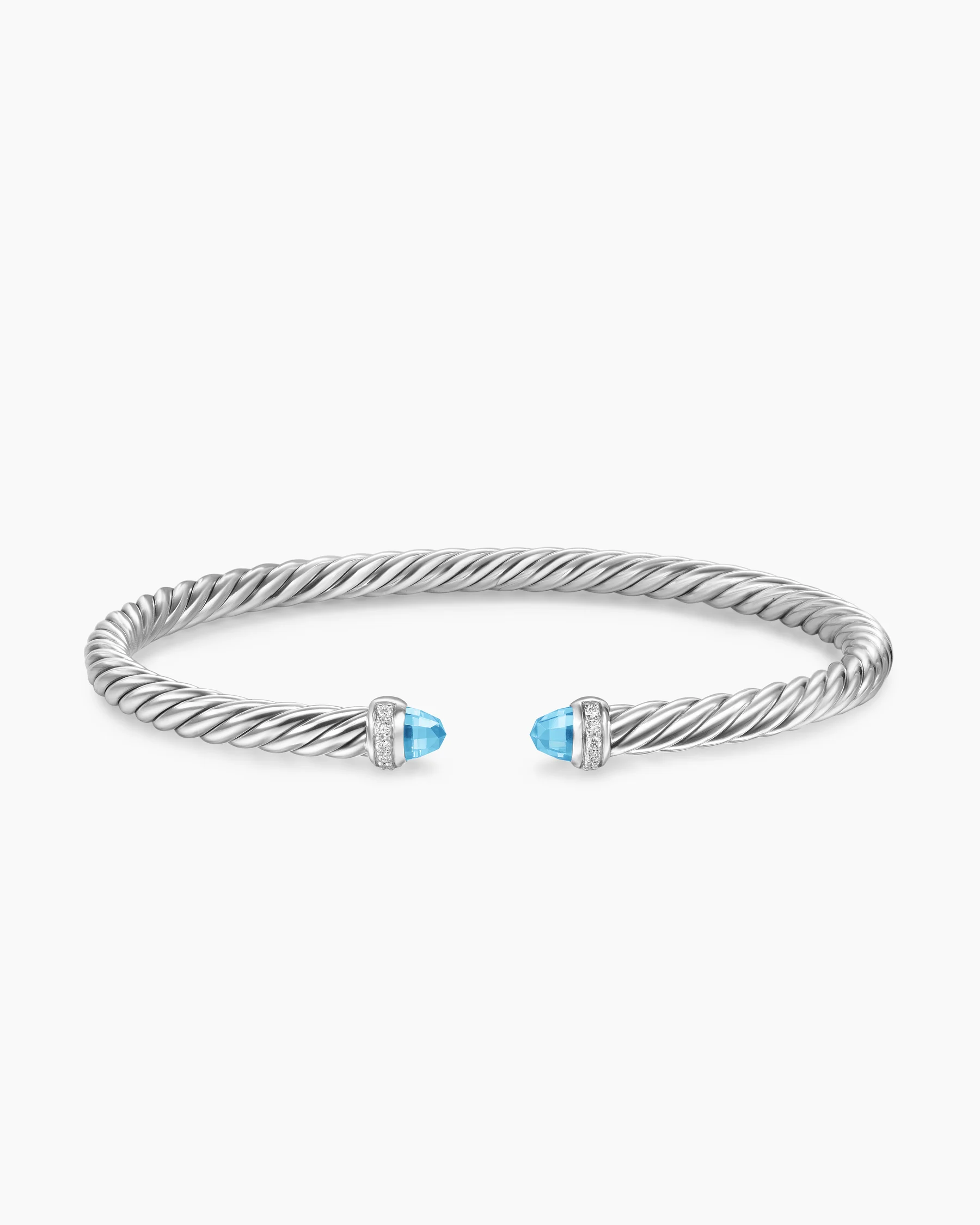 Cable Flex® Bracelet in Sterling Silver with Amethyst and Diamonds, 4mm 75 Cable Flex® Bracelet in Sterling Silver with Amethyst and Diamonds, 4mm