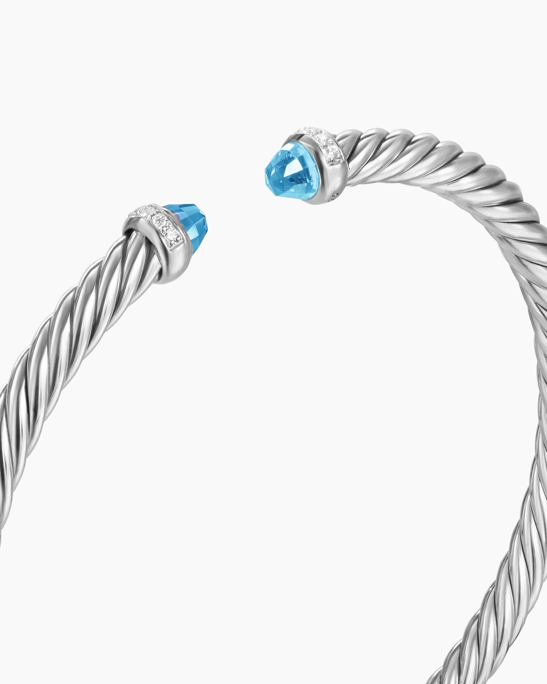 Cable Flex® Bracelet in Sterling Silver with Amethyst and Diamonds, 4mm 76 Cable Flex® Bracelet in Sterling Silver with Amethyst and Diamonds, 4mm