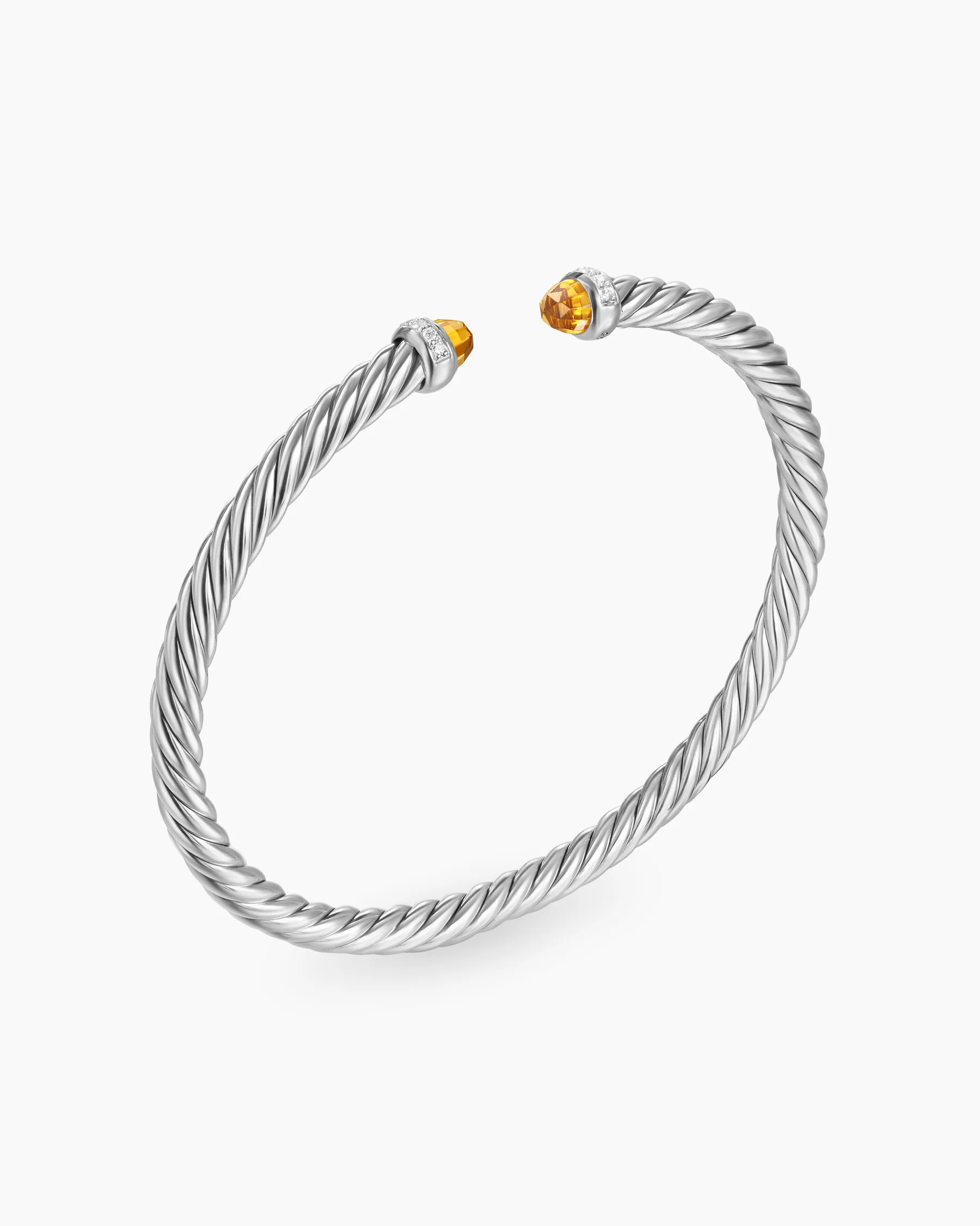 Cable Flex® Bracelet in Sterling Silver with Amethyst and Diamonds, 4mm 81 Cable Flex® Bracelet in Sterling Silver with Amethyst and Diamonds, 4mm